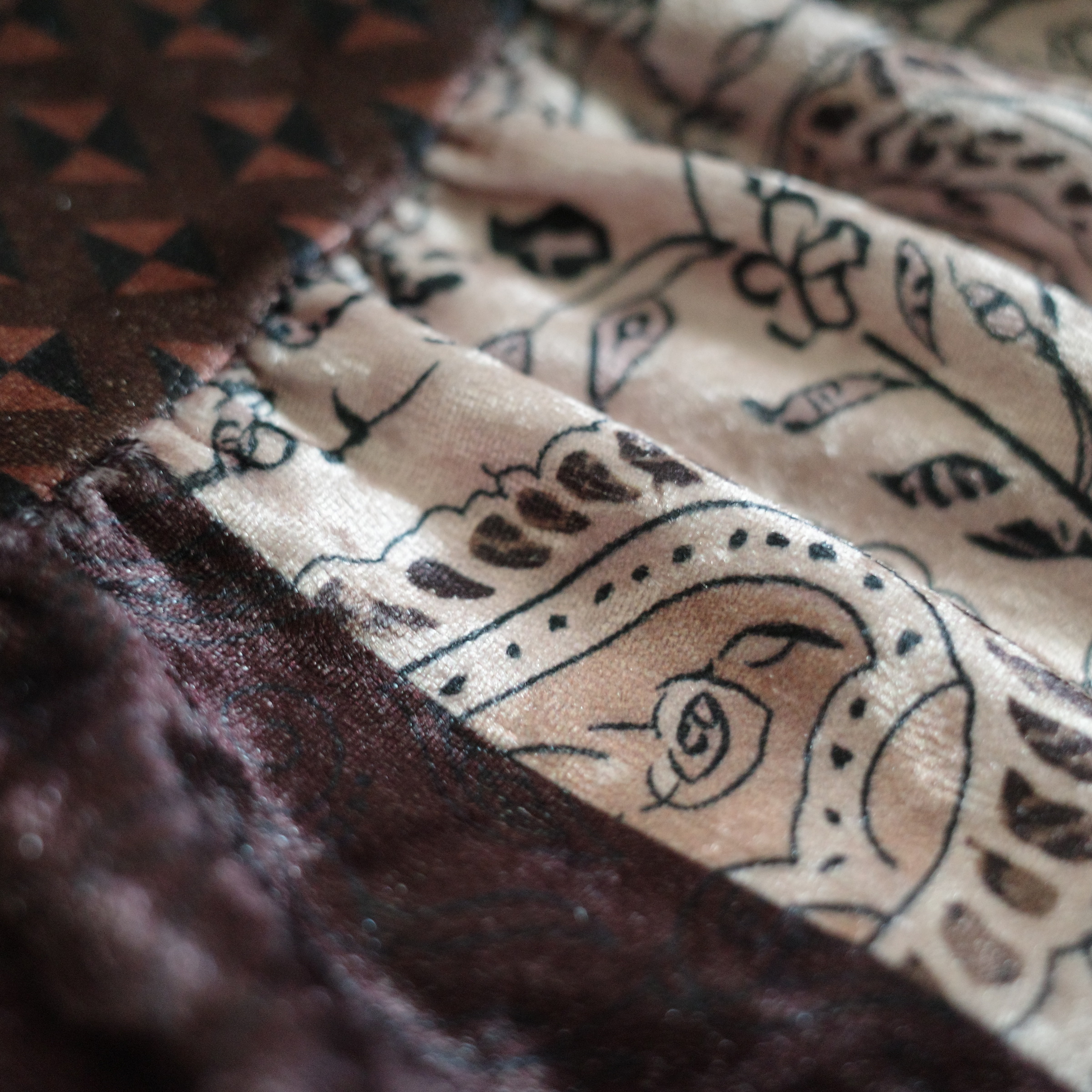 拼接圖騰絲絨長裙6