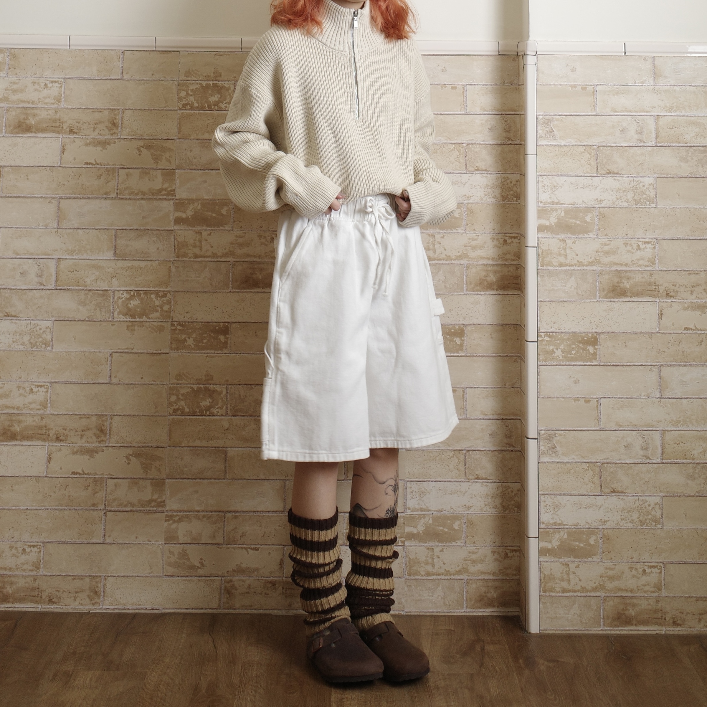 半拉鍊立領針織毛衣3