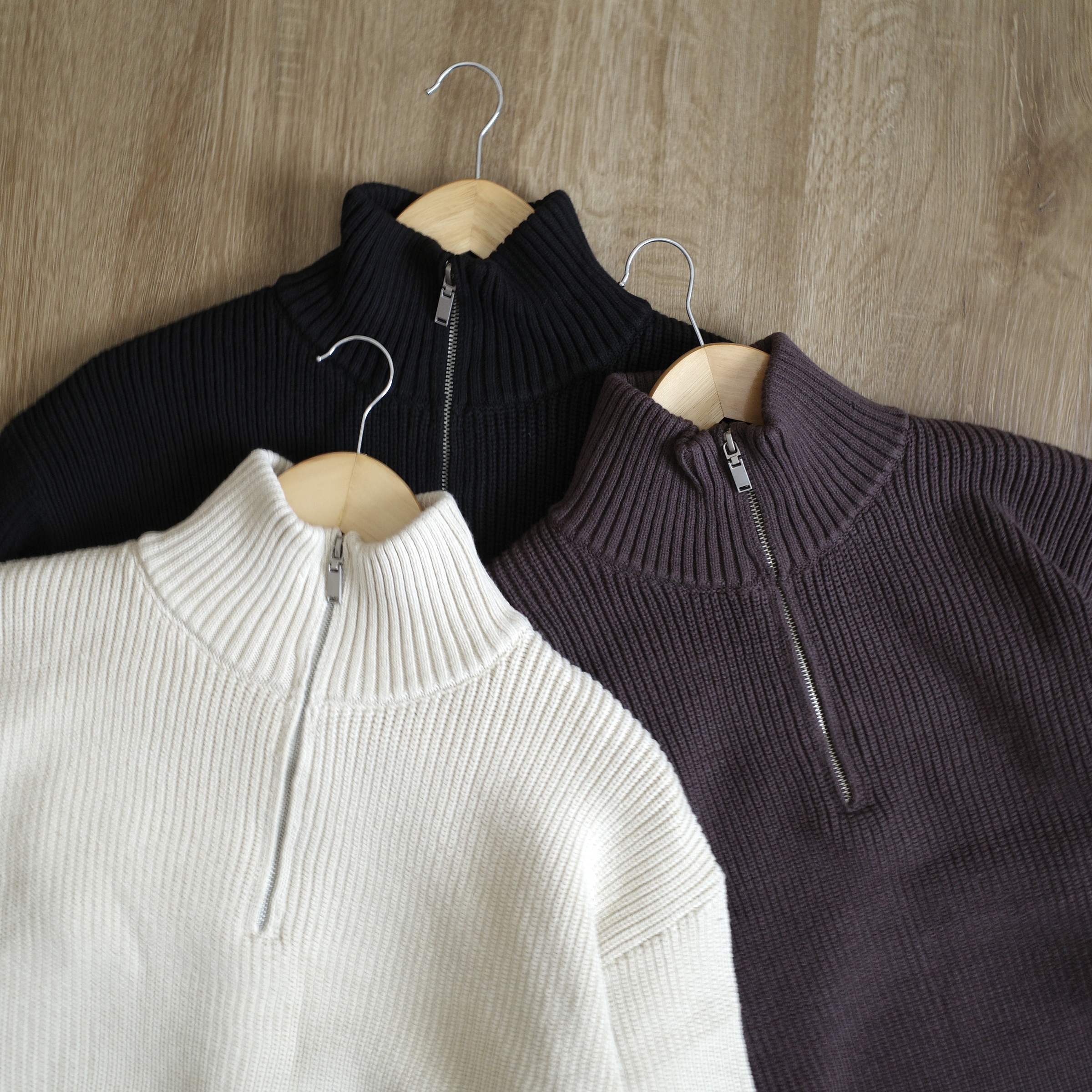 半拉鍊立領針織毛衣9