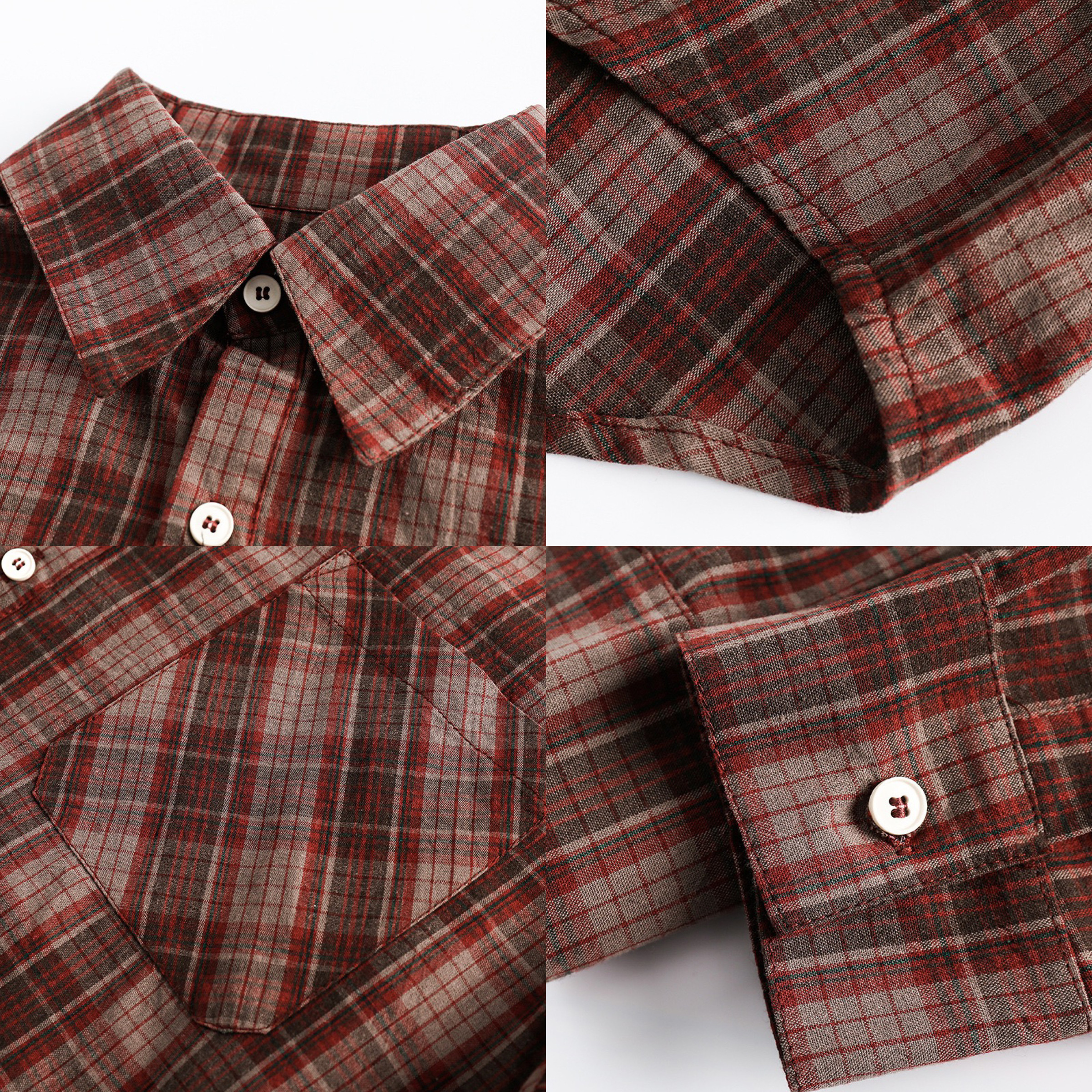 鄉村紅格紋長襯4