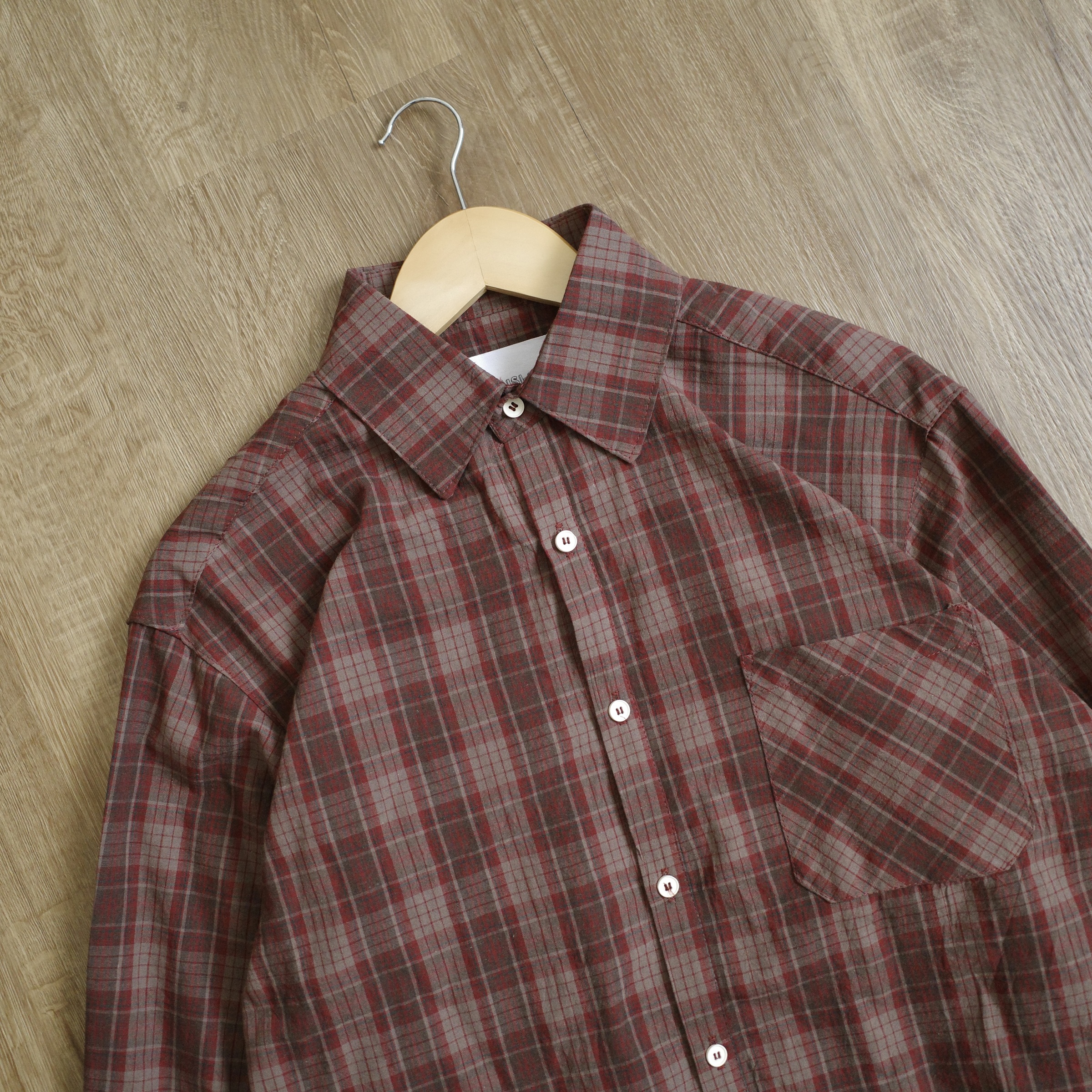 鄉村紅格紋長襯