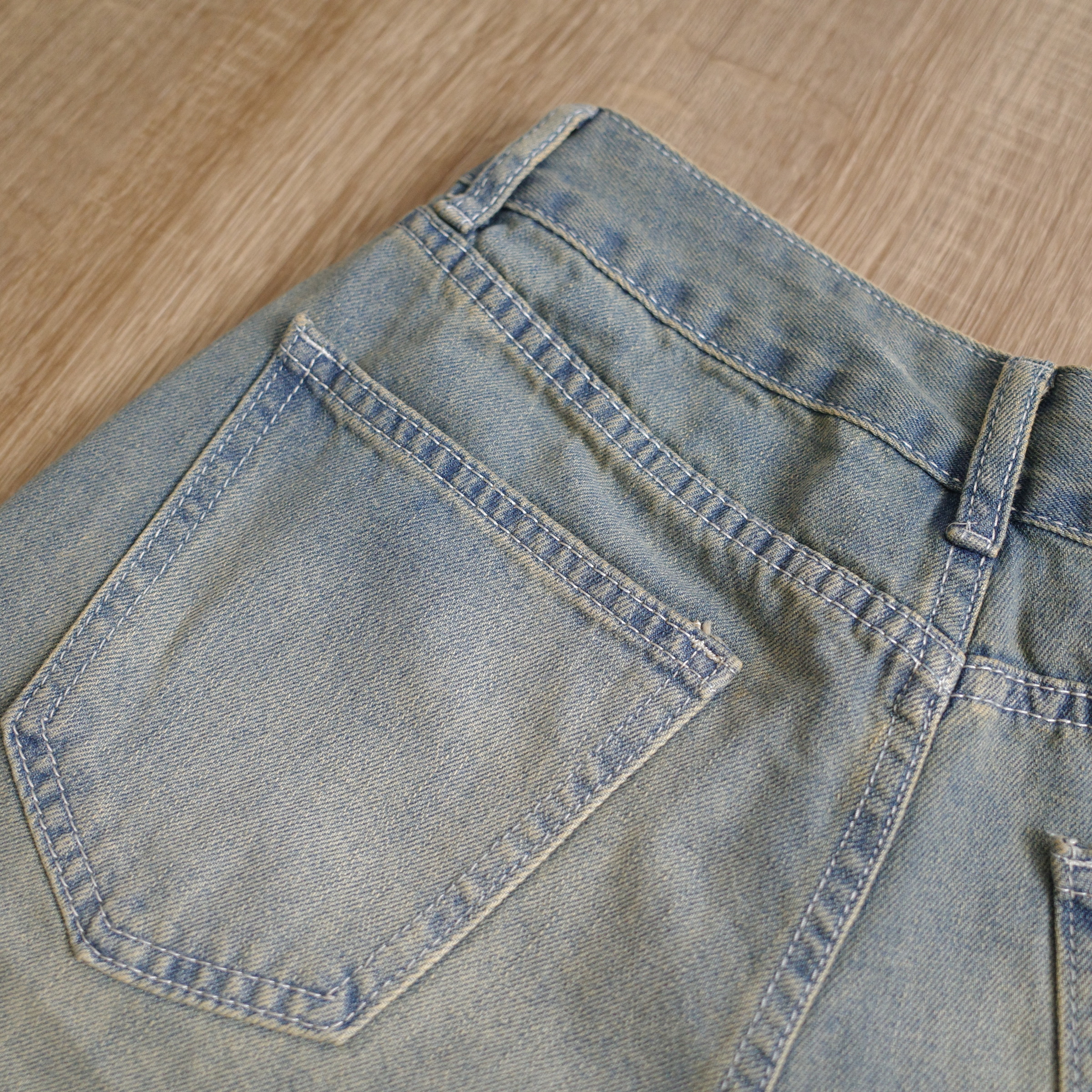 刷白淺藍牛仔七分短褲6