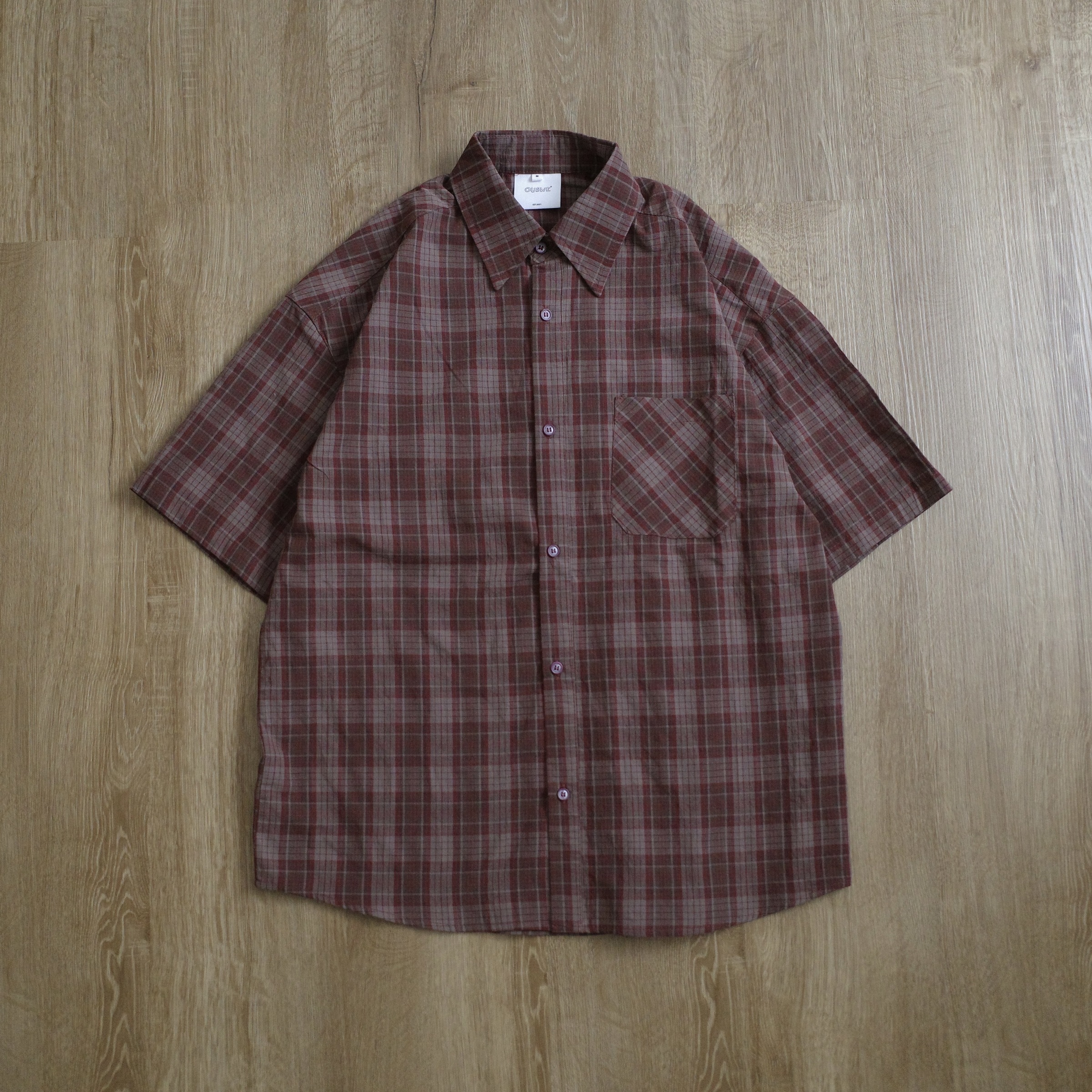 鄉村紅格紋短襯4