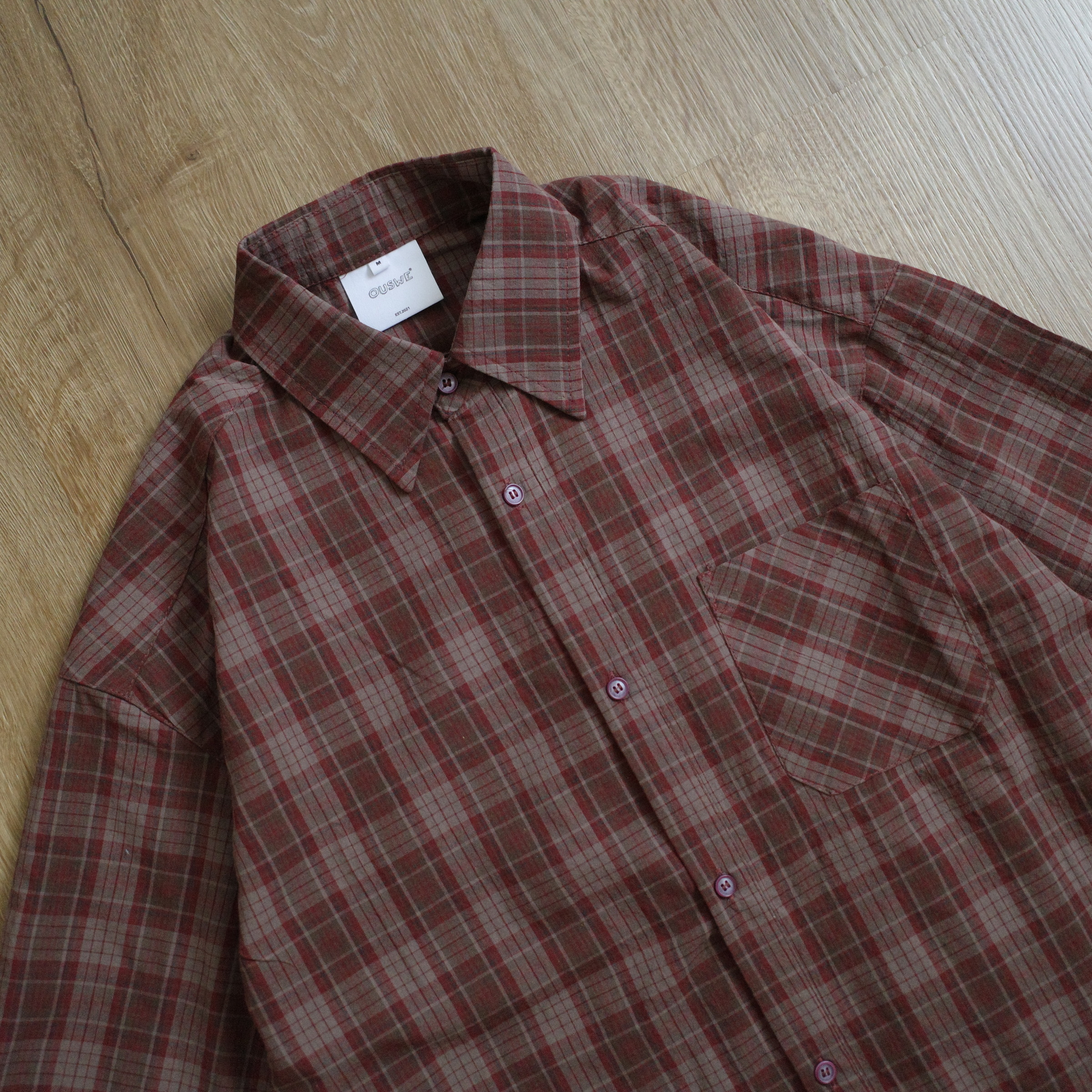 鄉村紅格紋短襯3