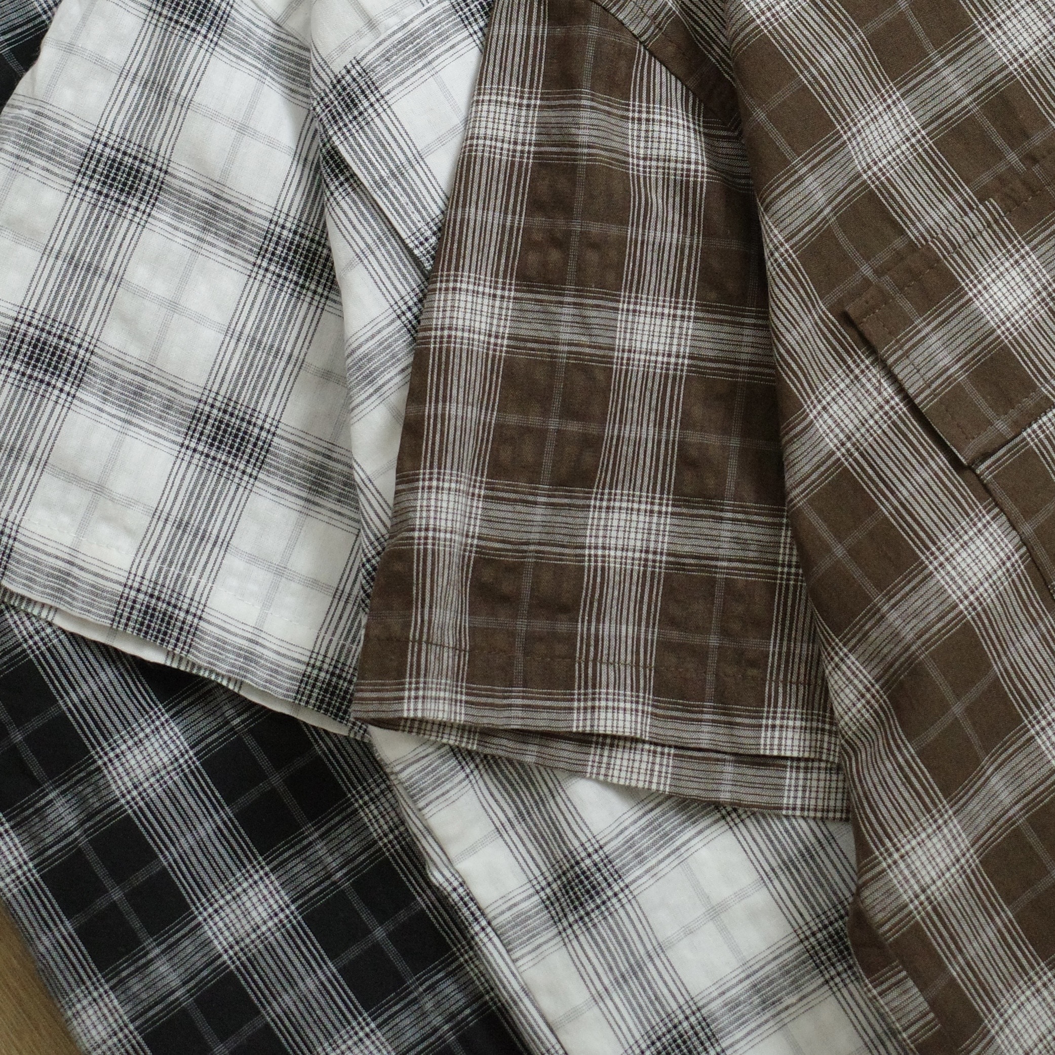 格紋非對稱口袋短襯7