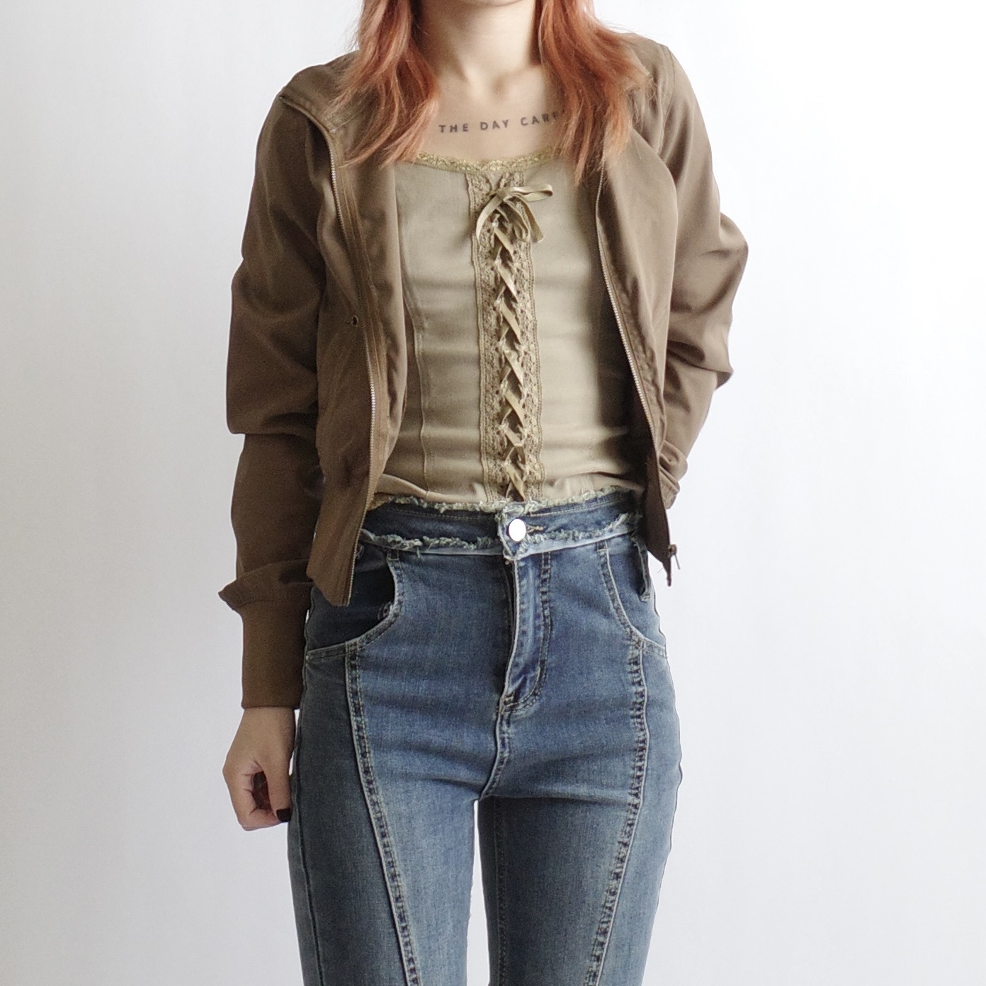 復古棕短版機車夾克