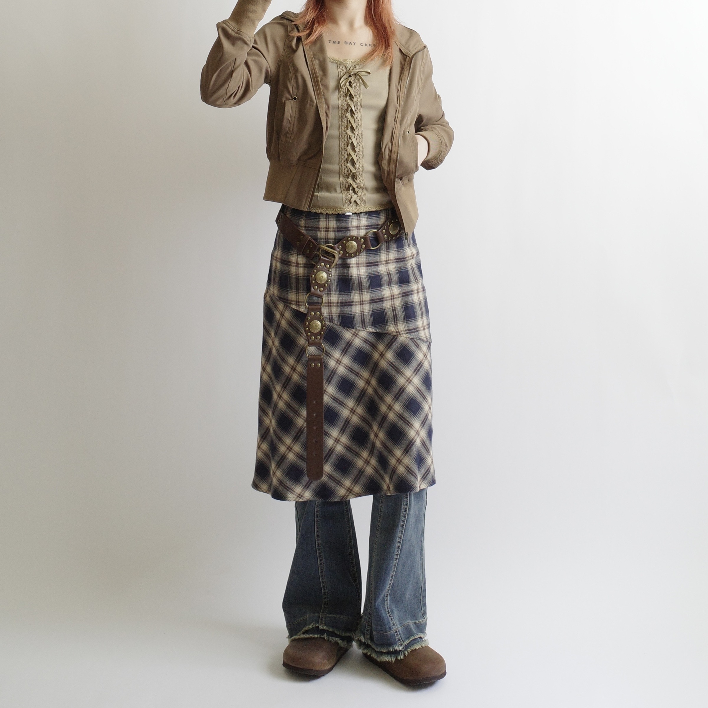 復古棕短版機車夾克1