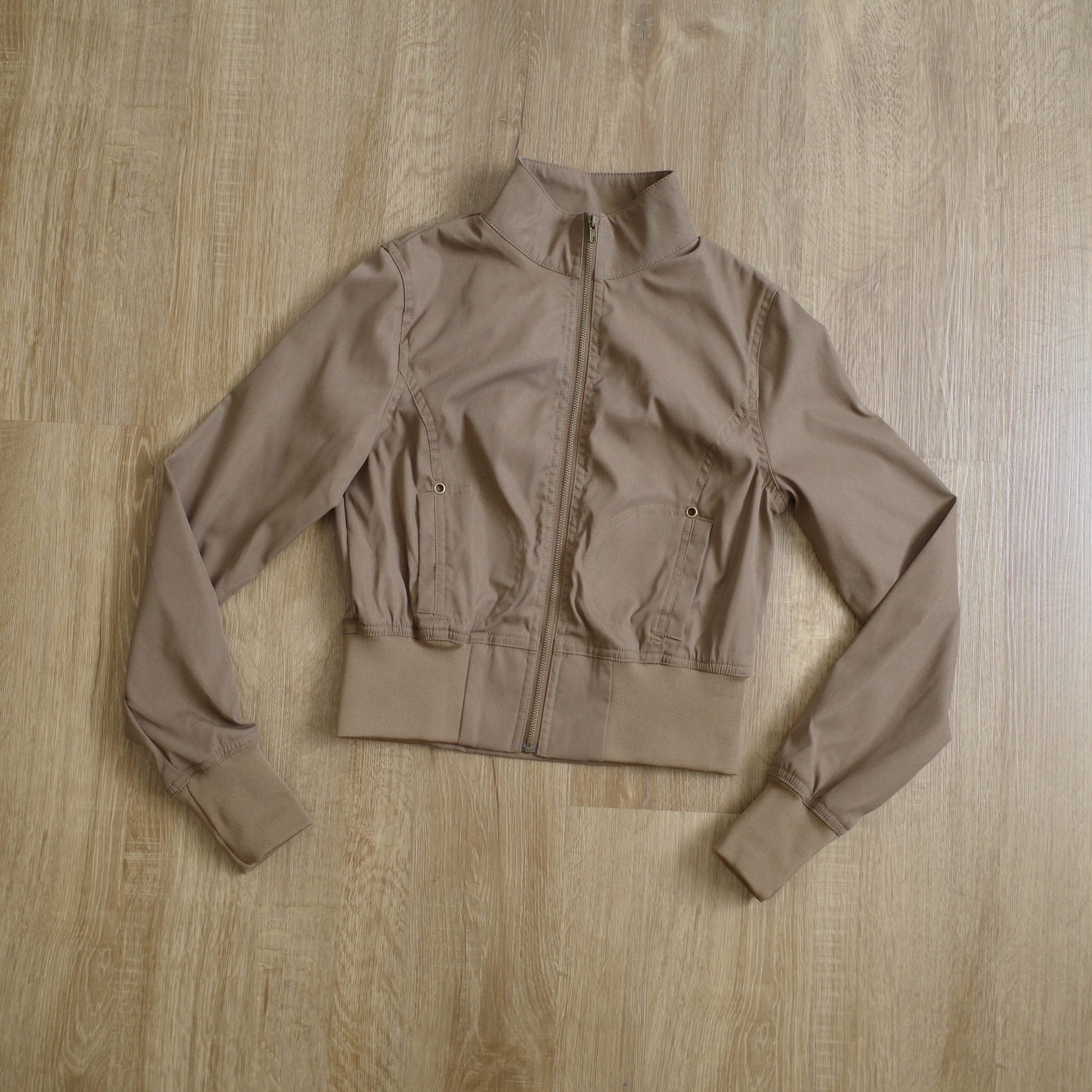 復古棕短版機車夾克5