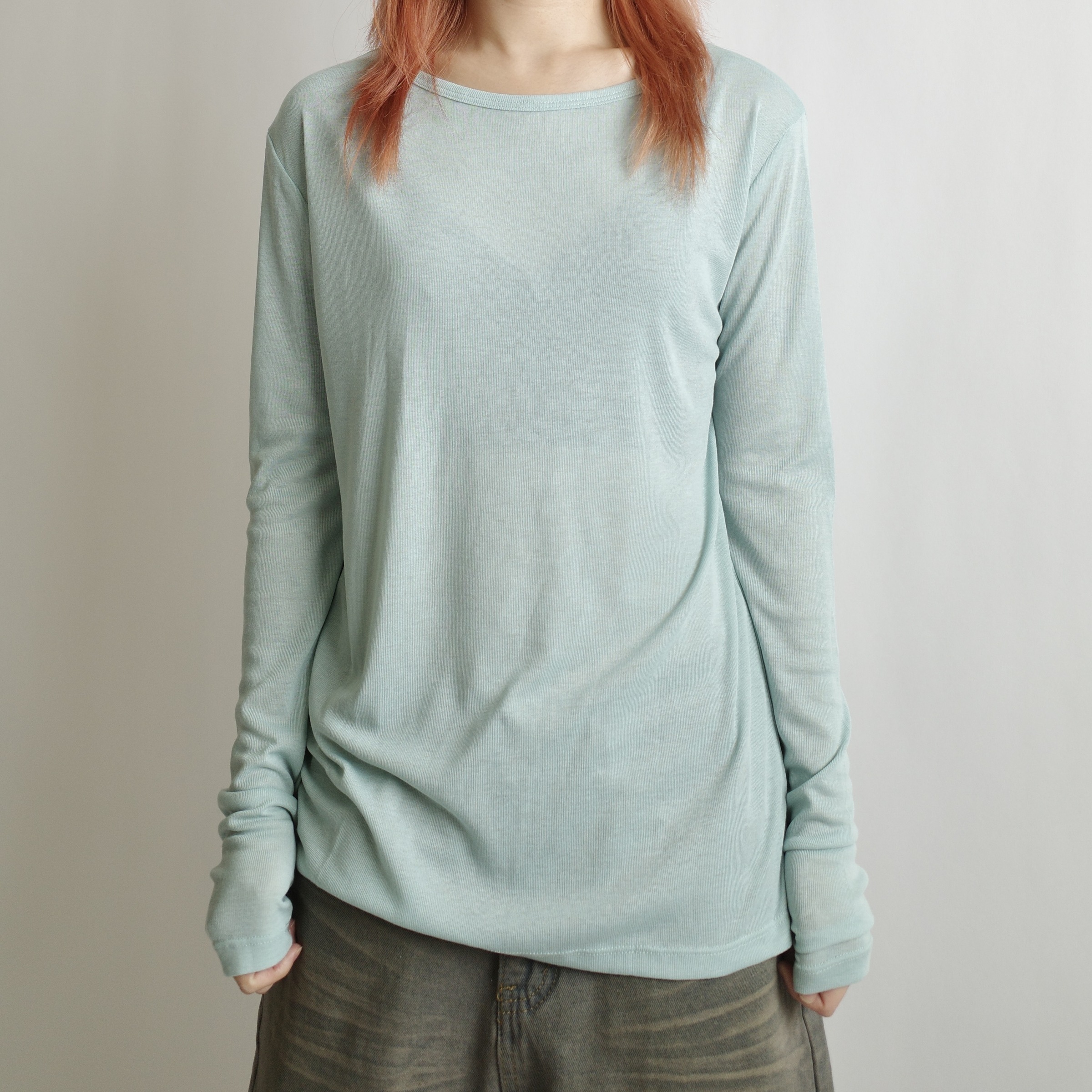 圓領微透打底長袖1