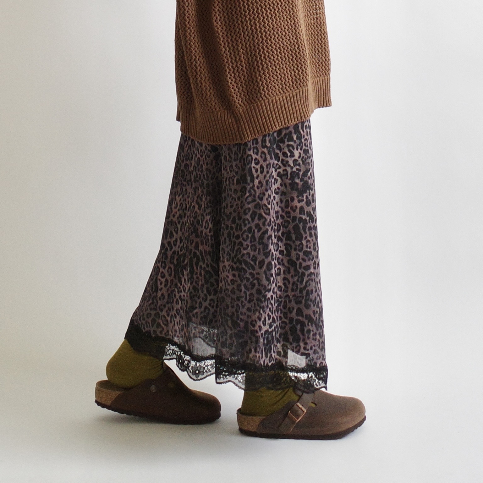 暗紫豹紋黑蕾絲花邊裙4