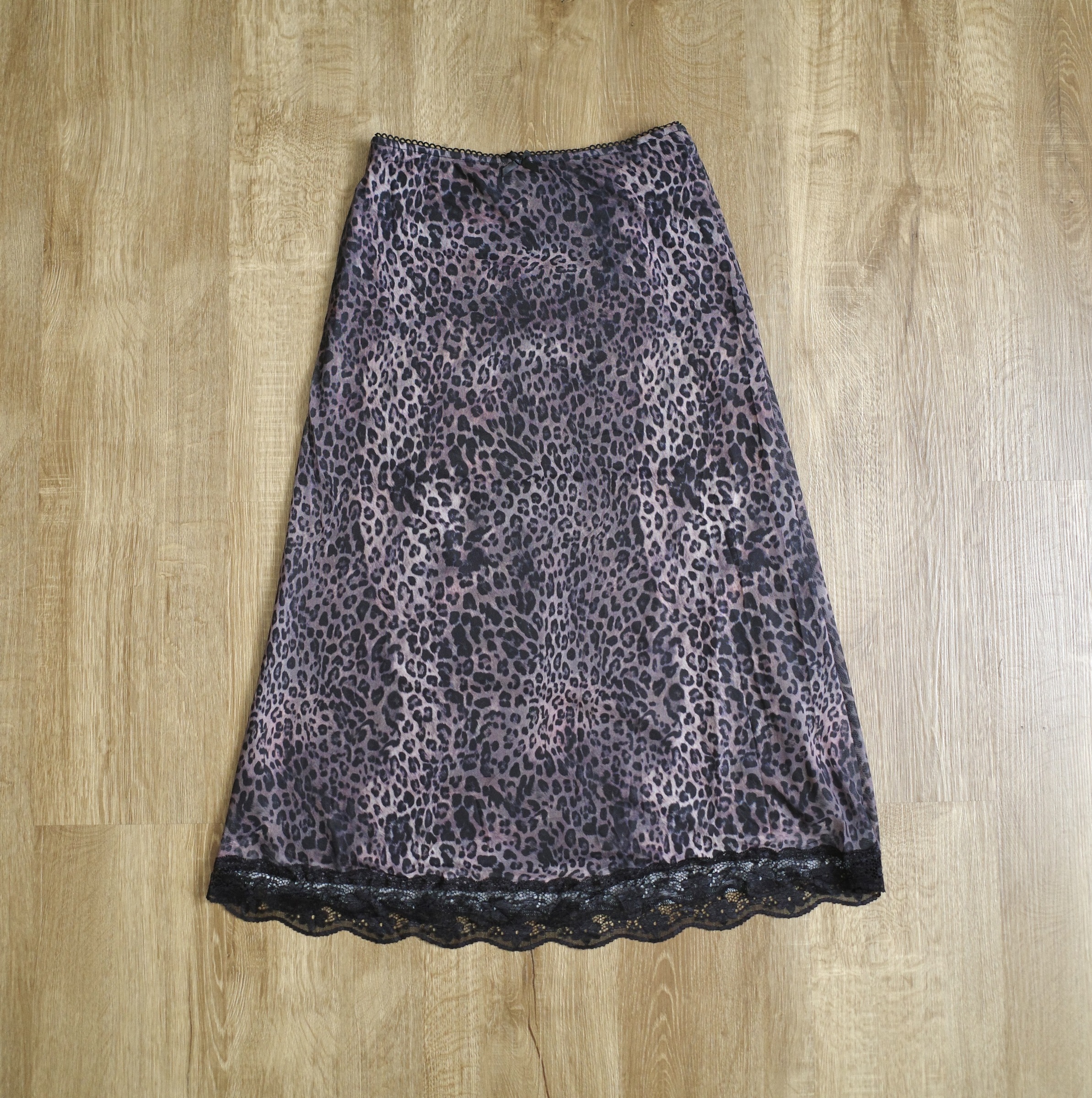 暗紫豹紋黑蕾絲花邊裙8