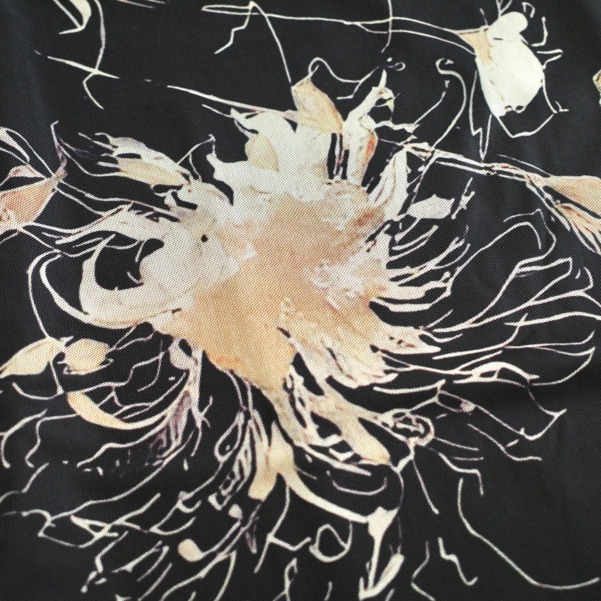 抽象花網紗黑長裙4