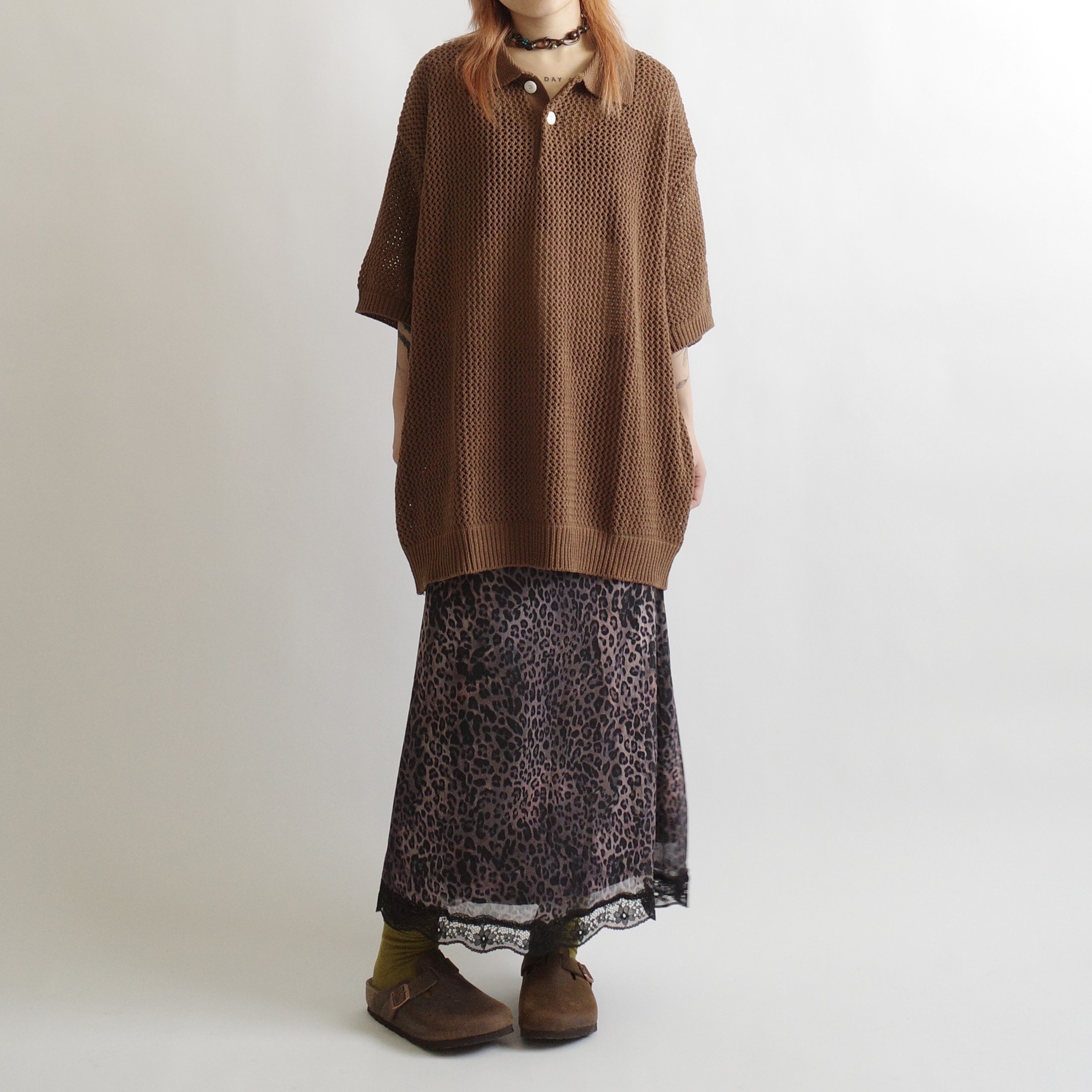 簍空粗針織polo衫