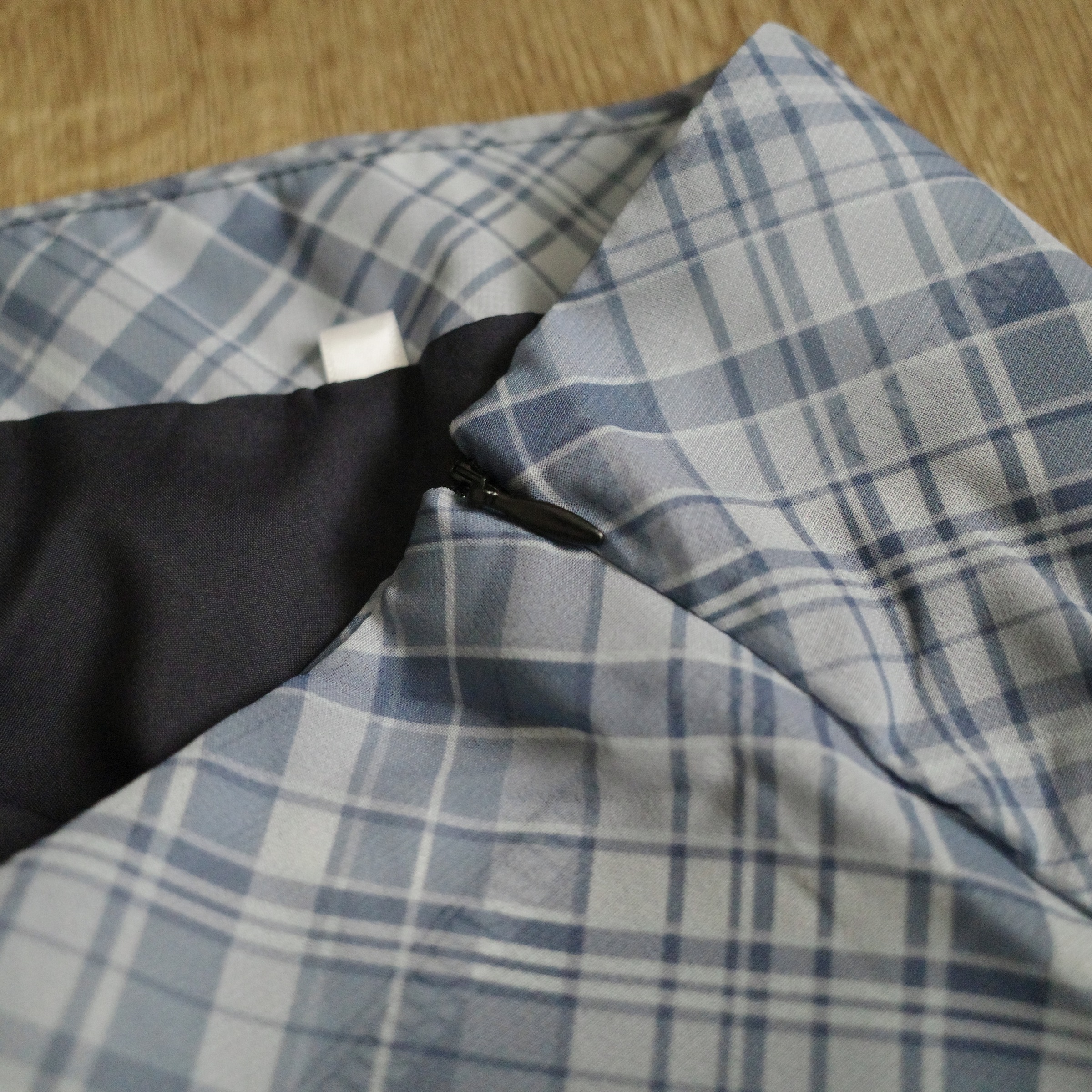 灰藍雪紡斜格紋裙5