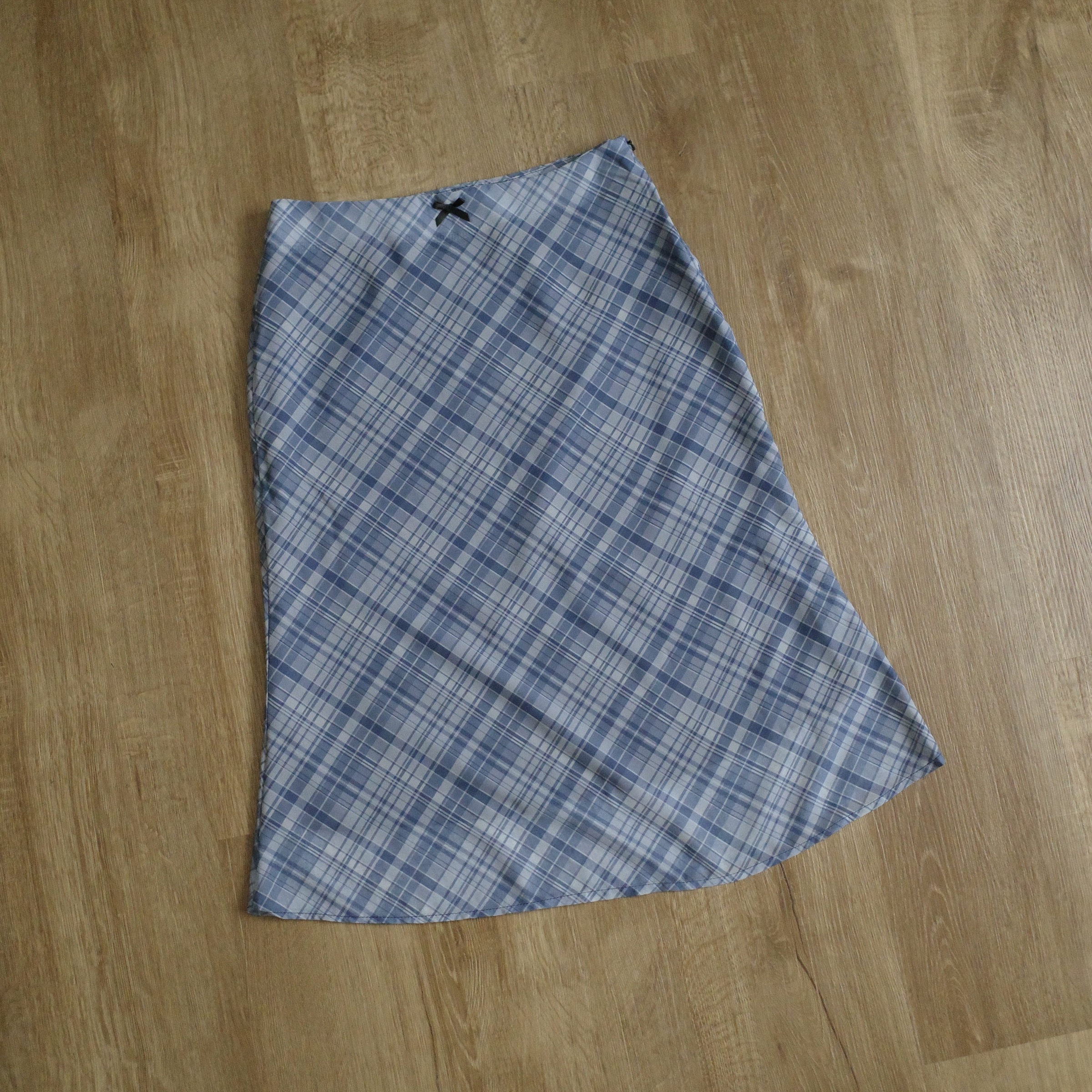 灰藍雪紡斜格紋裙6