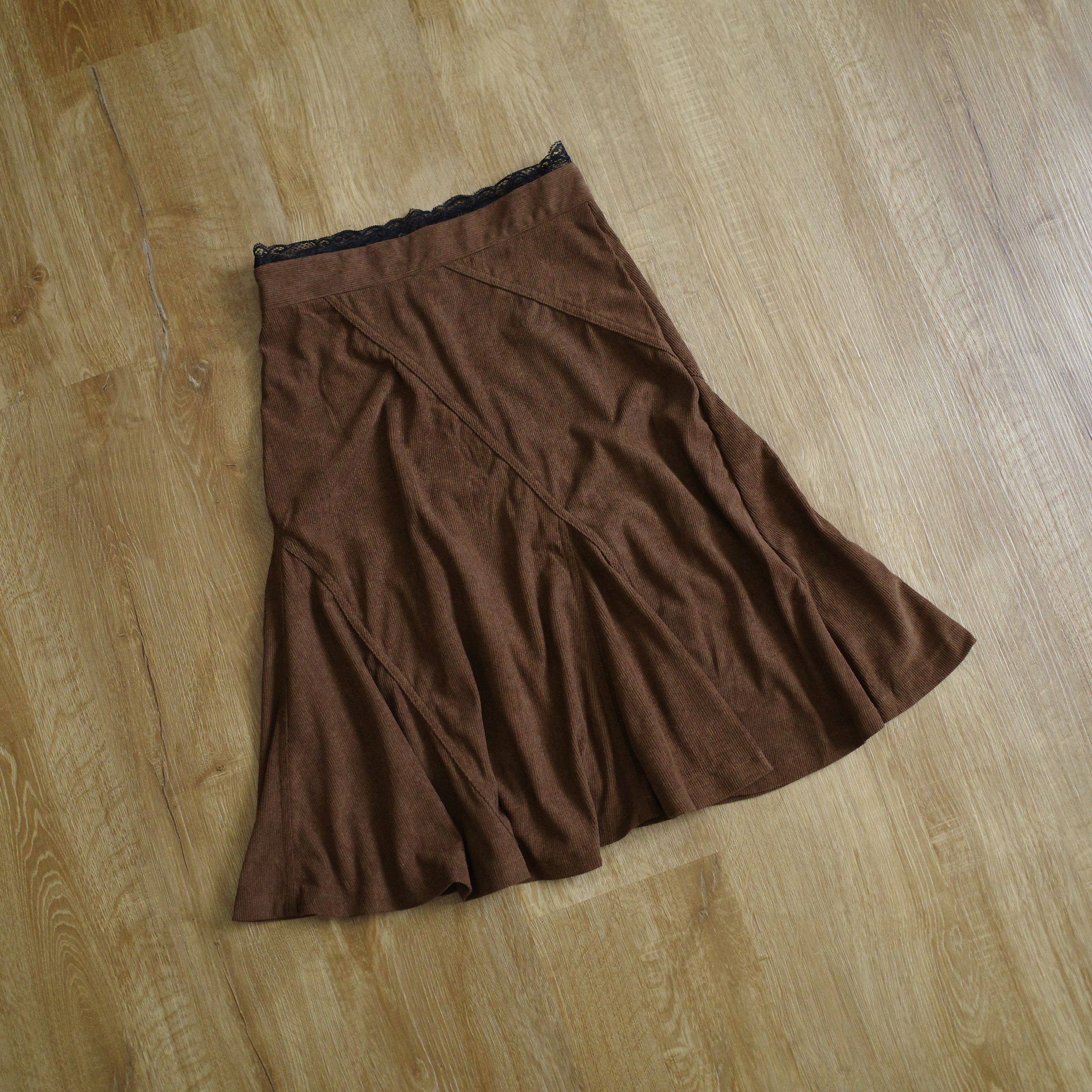 深咖燈芯絨蕾絲裙5