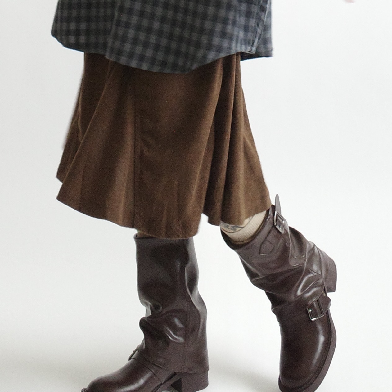 皮帶釦中筒圓頭堆堆靴2