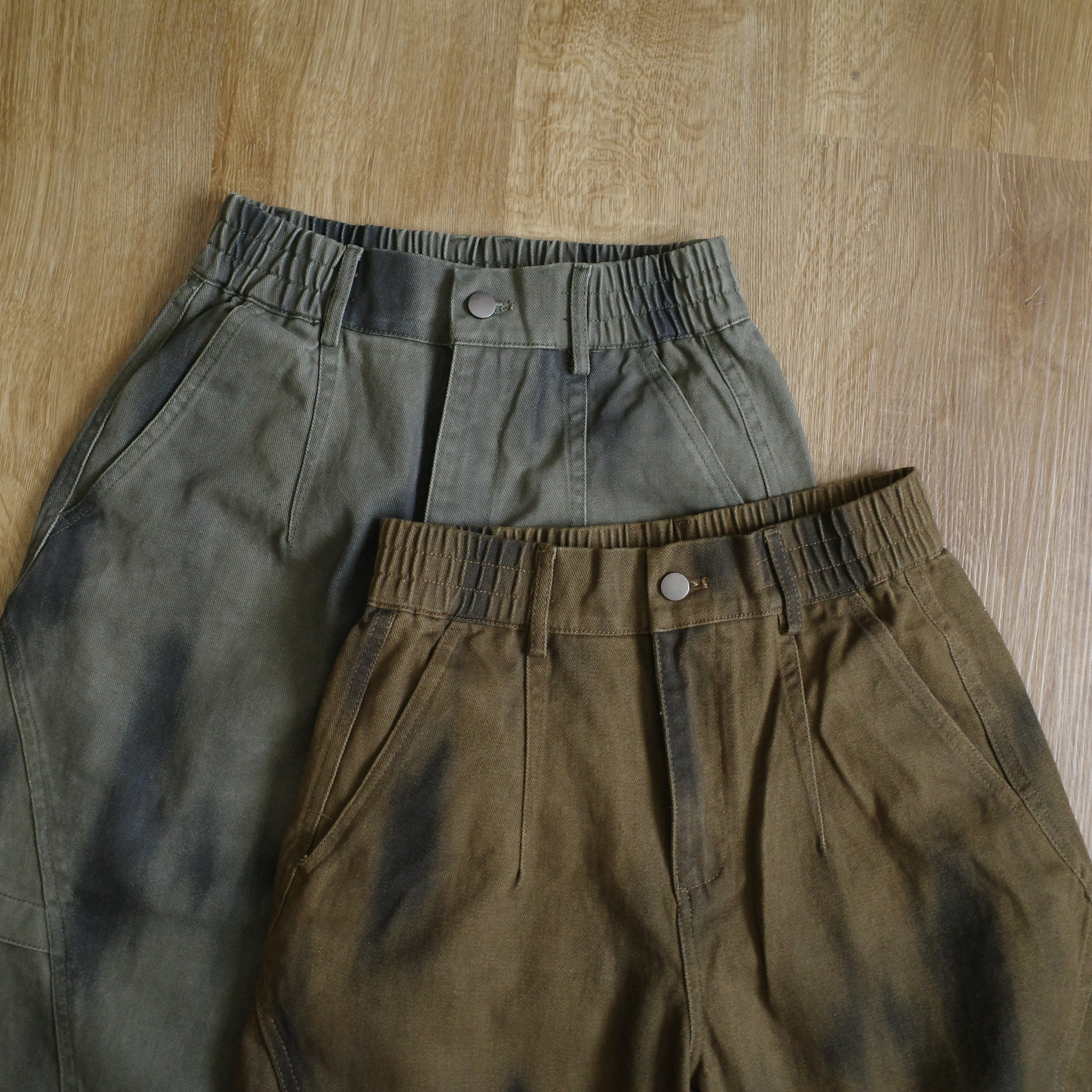 髒髒染褶皺寬褲1