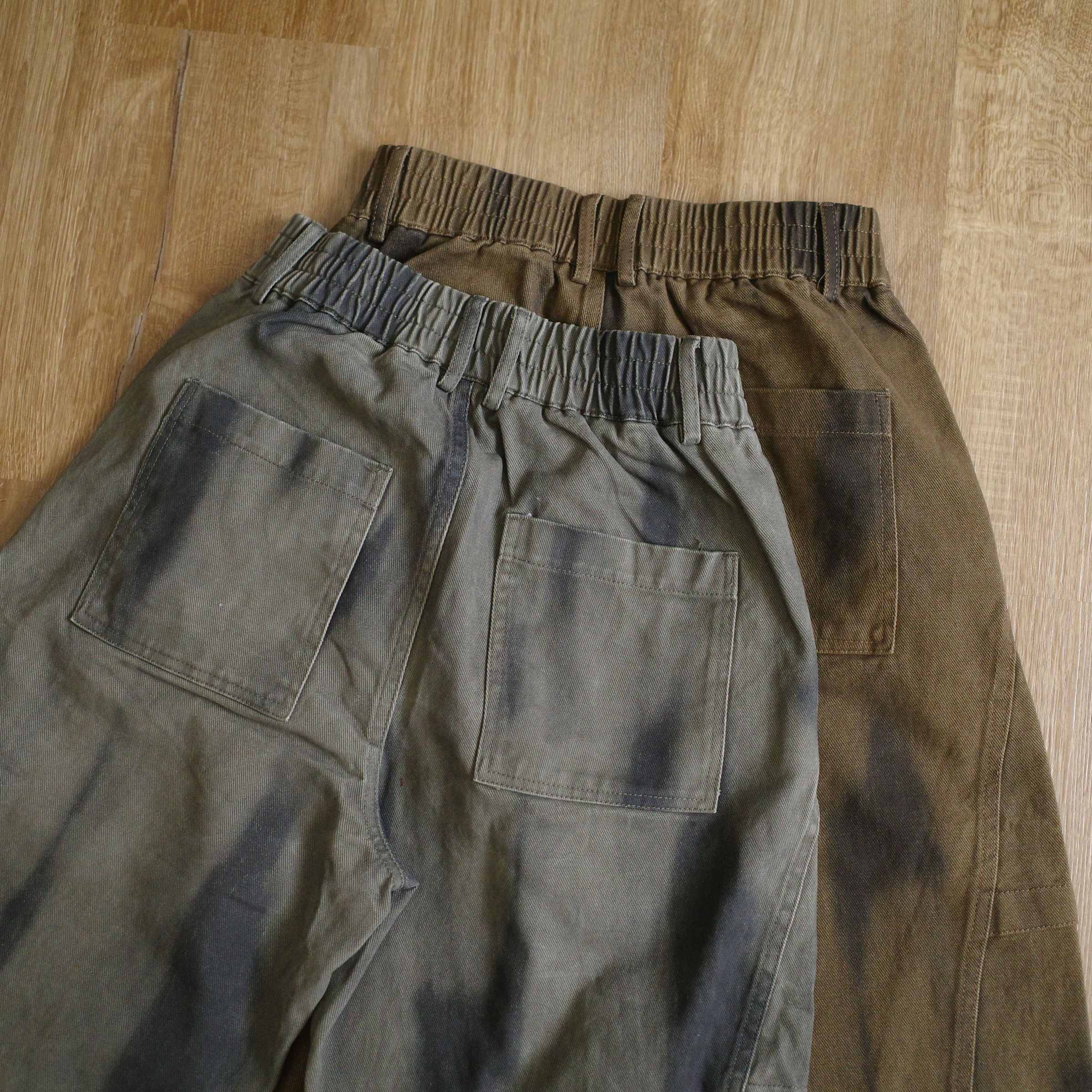 髒髒染褶皺寬褲2