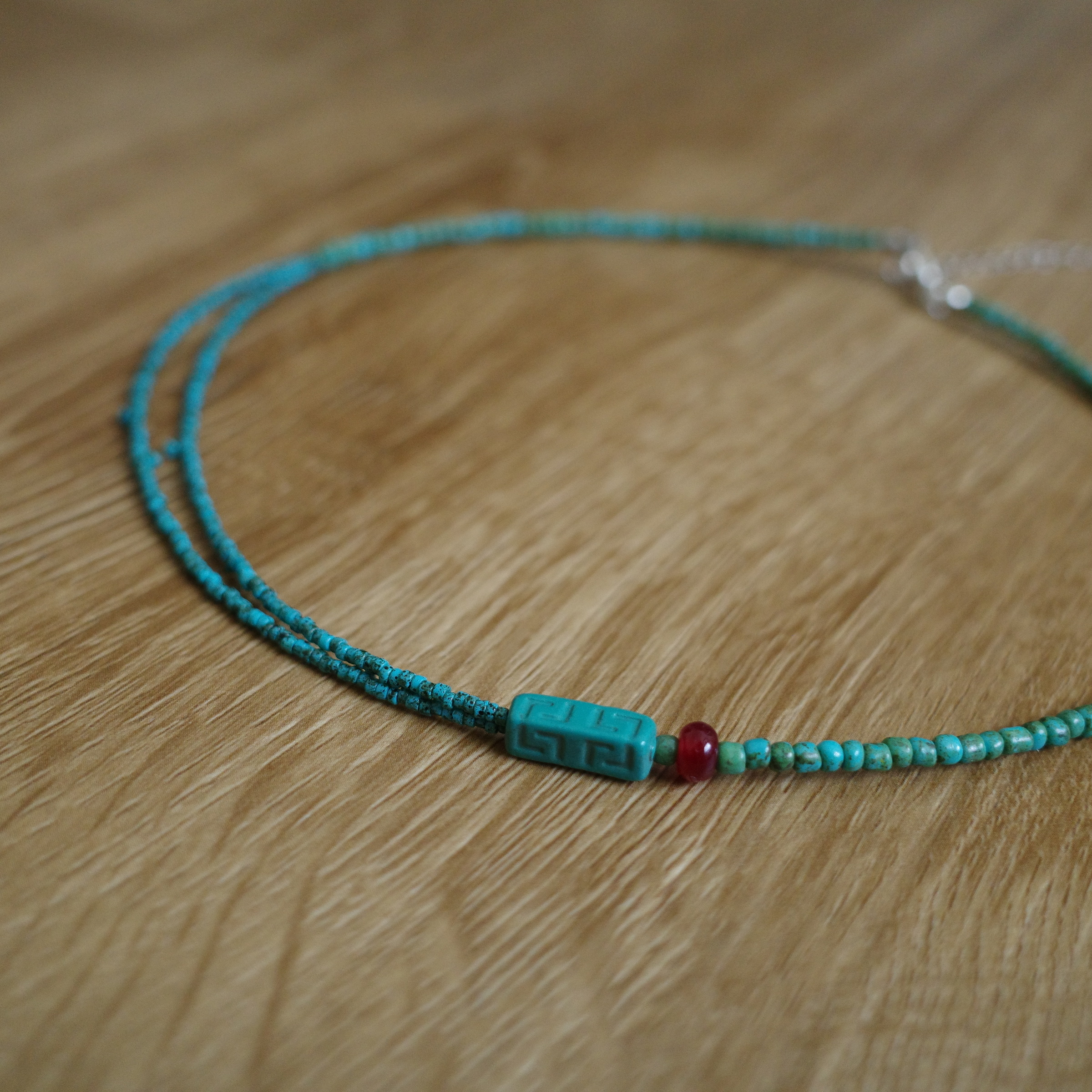 湖綠中式串珠頸鍊0