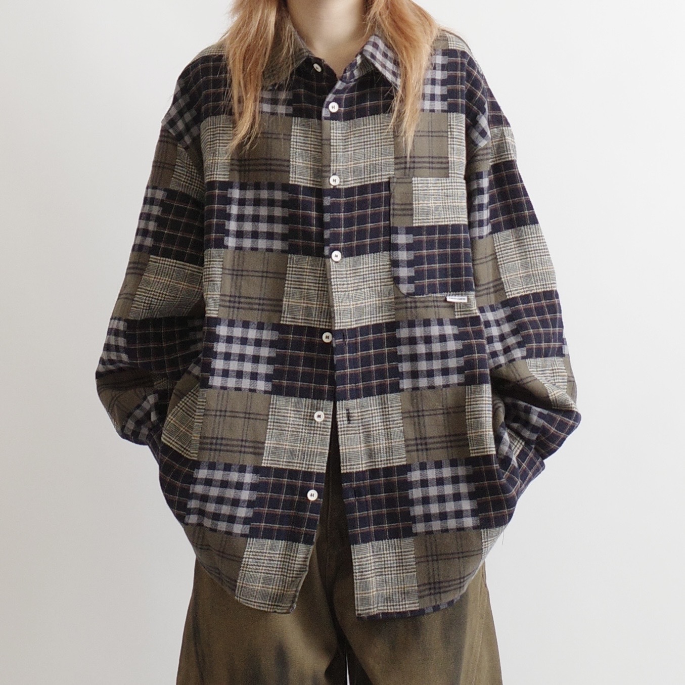 厚毛呢拼接方格長襯1