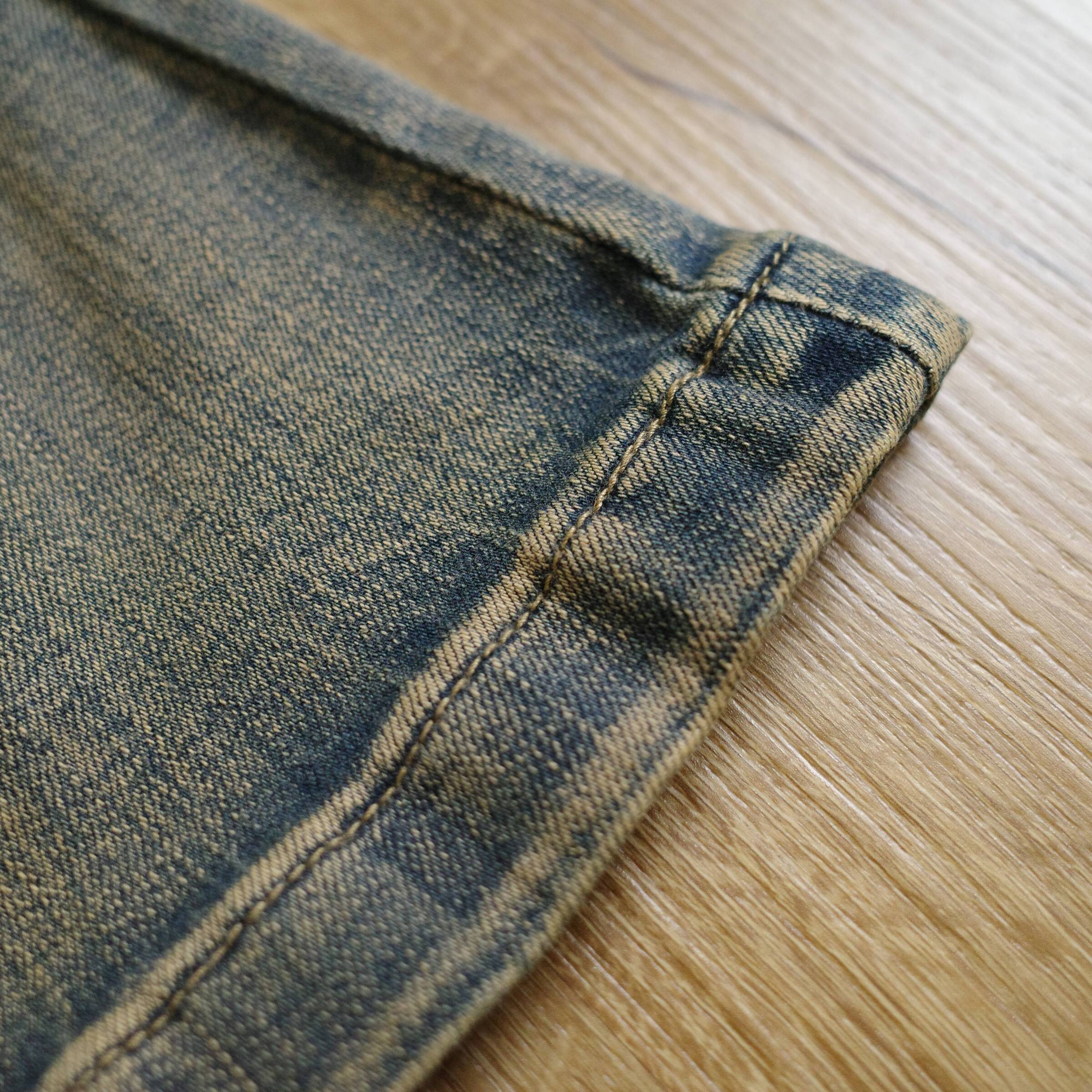 泥灰藍割線喇叭牛仔褲6