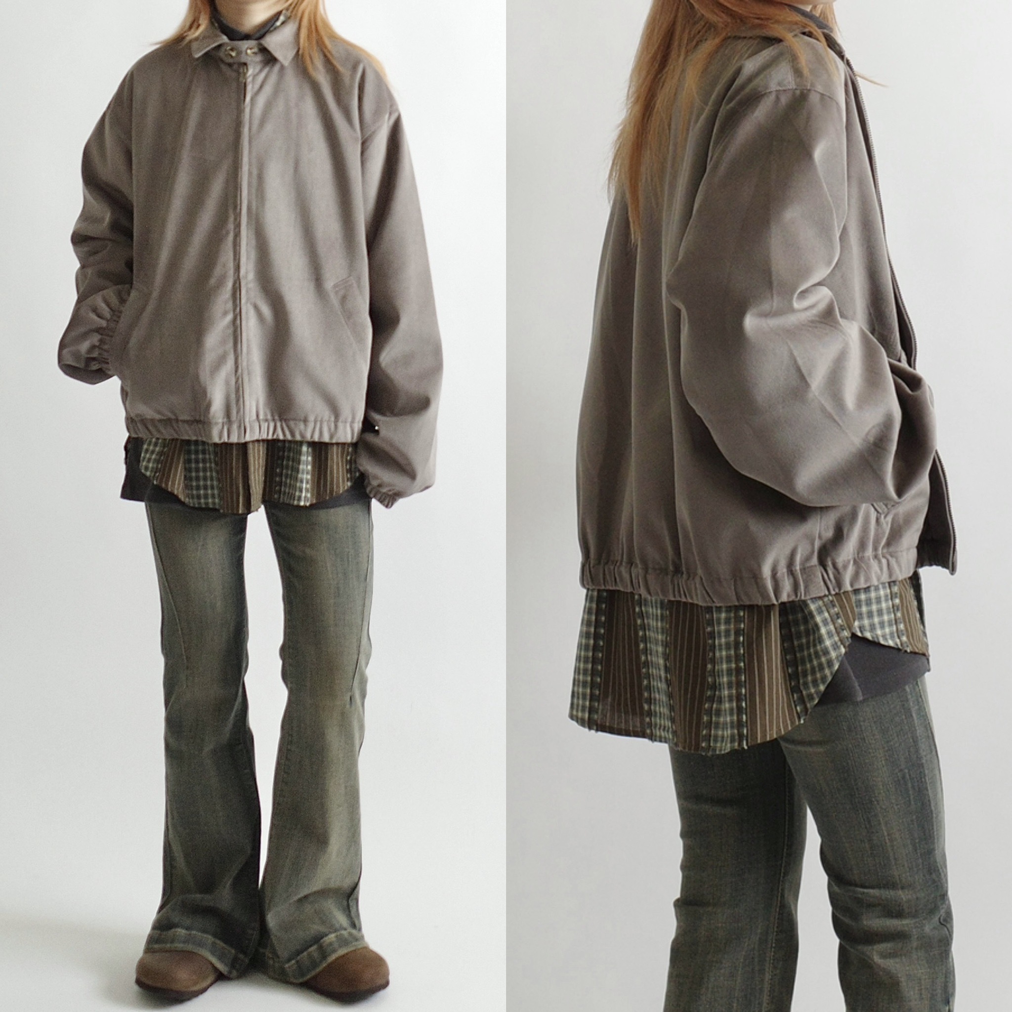 灰絨霧光防風外套