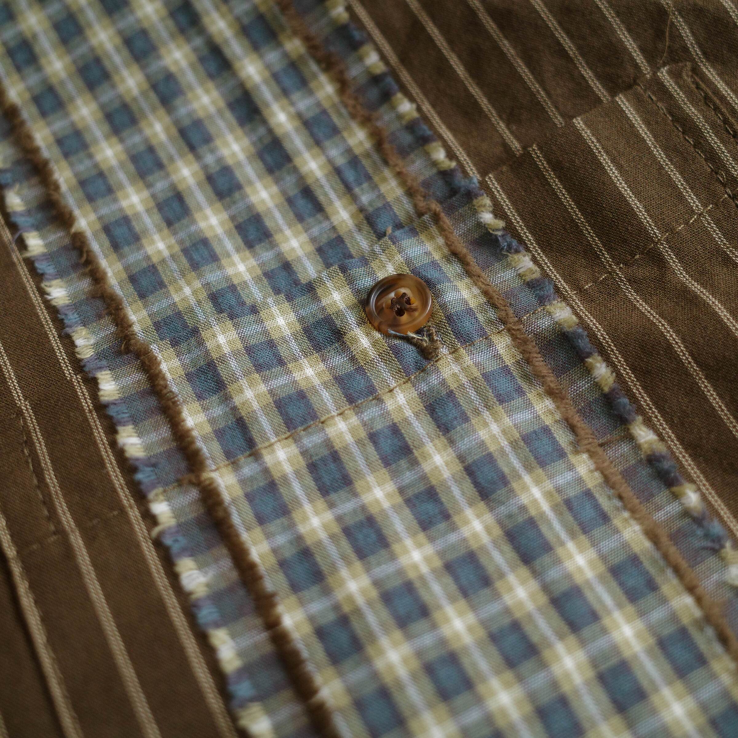 鬚邊拼布咖綠格紋長襯3