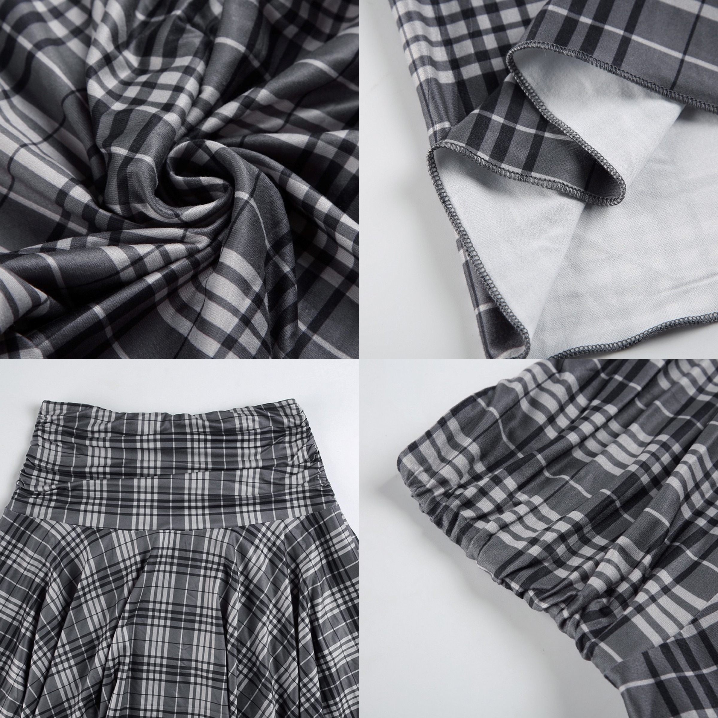 灰黑格紋不規則波浪裙4