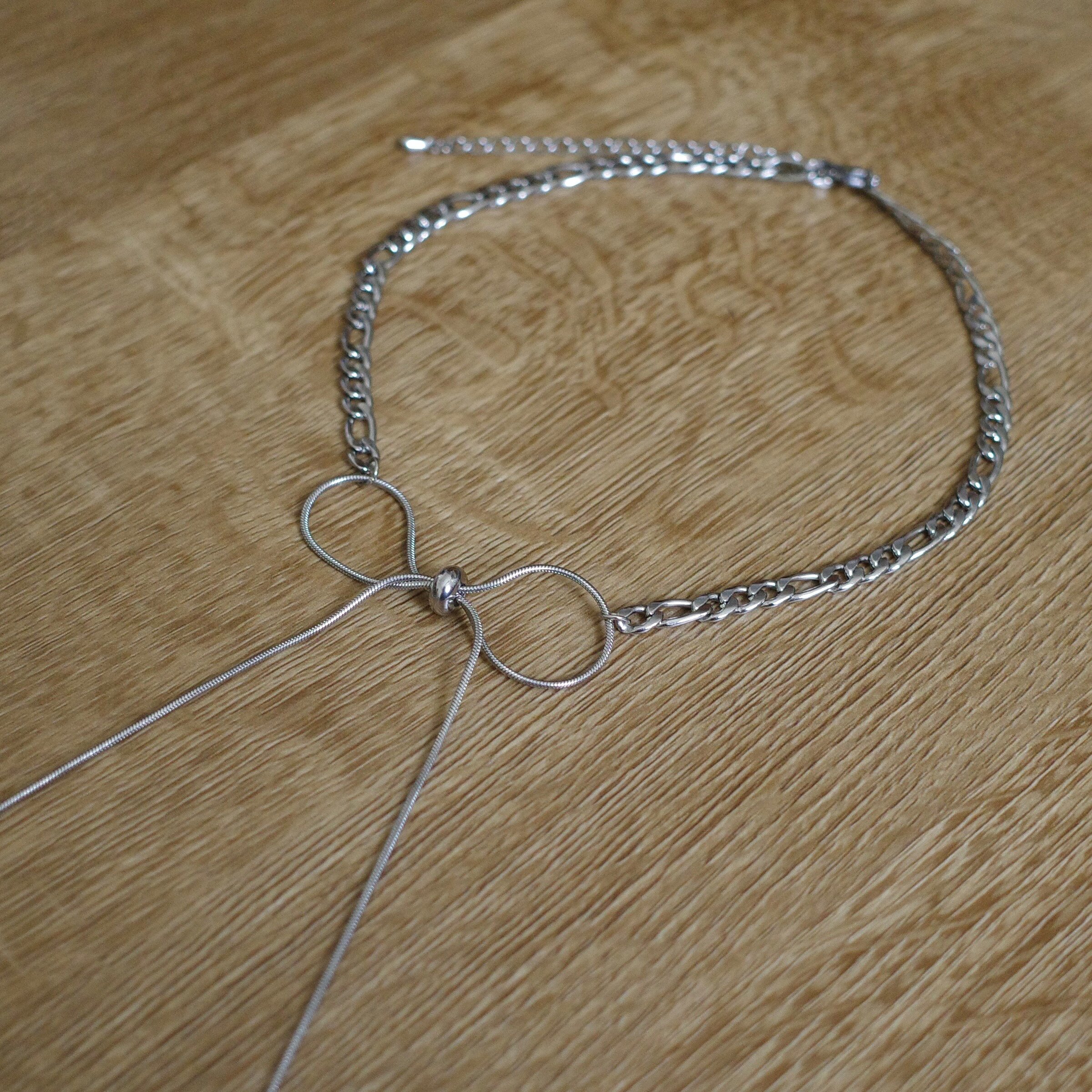 可調式蝴蝶結銀蛇鏈2