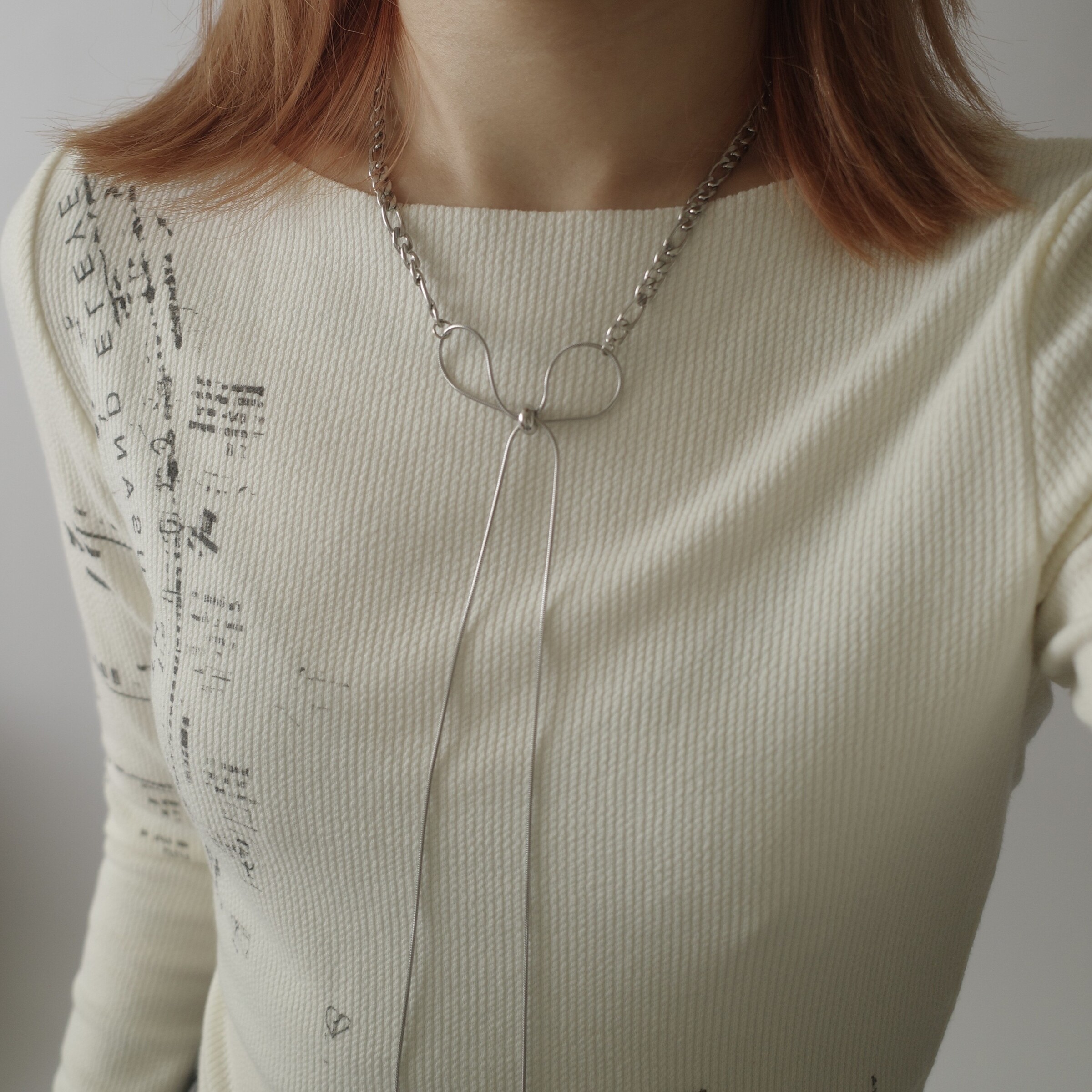 可調式蝴蝶結銀蛇鏈