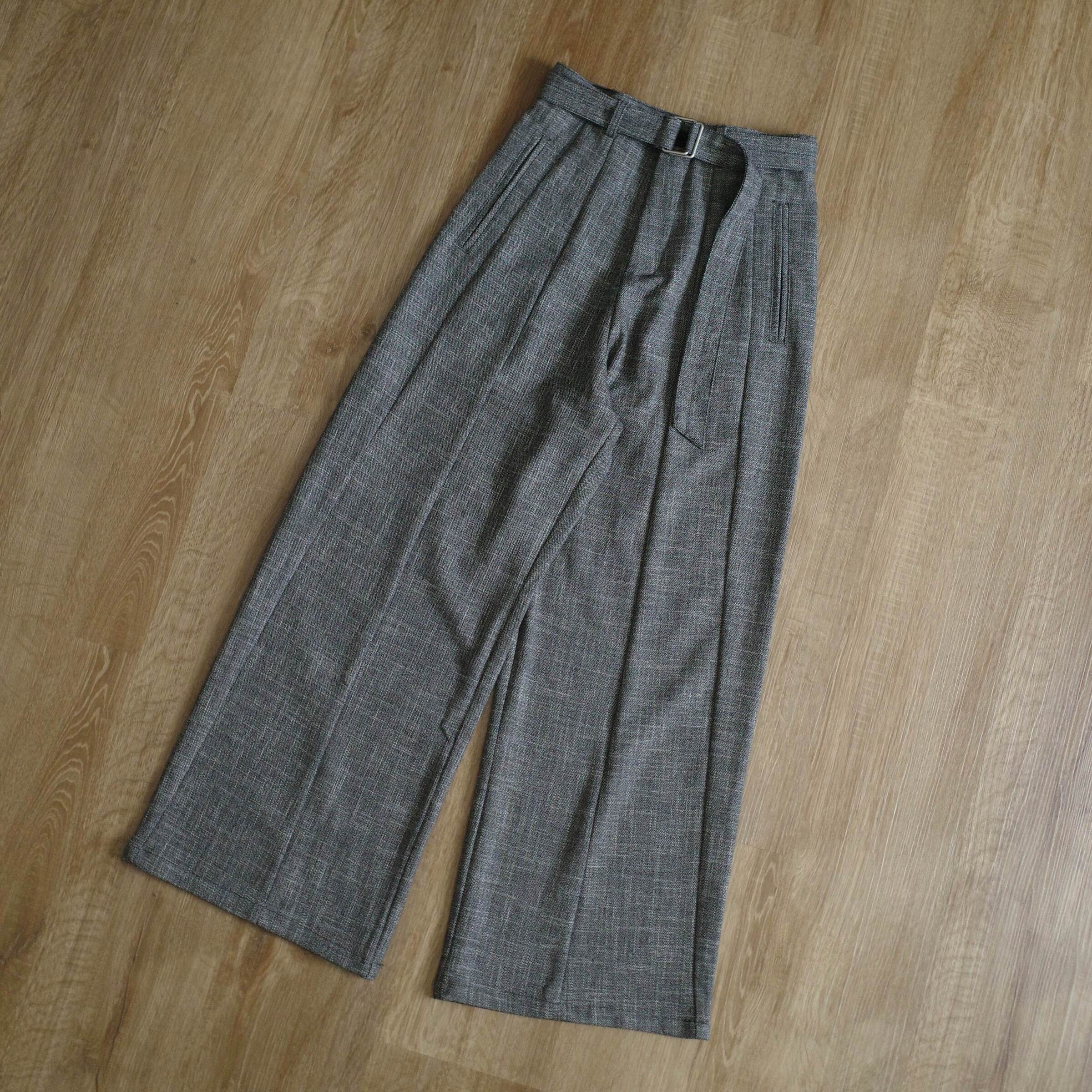 打褶深灰直筒西裝寬褲2