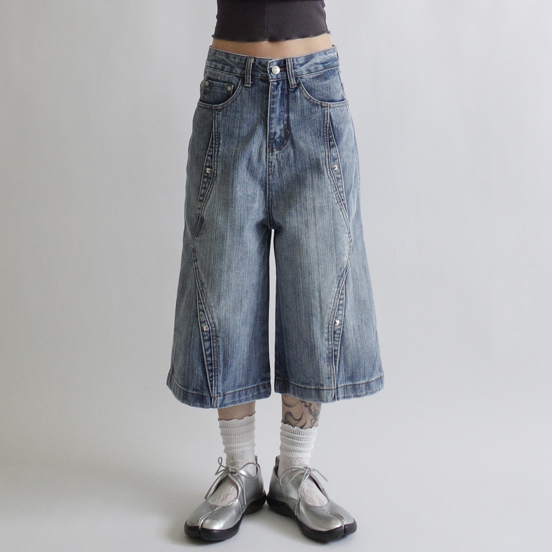 螺旋解構水洗丹寧七分褲🧬