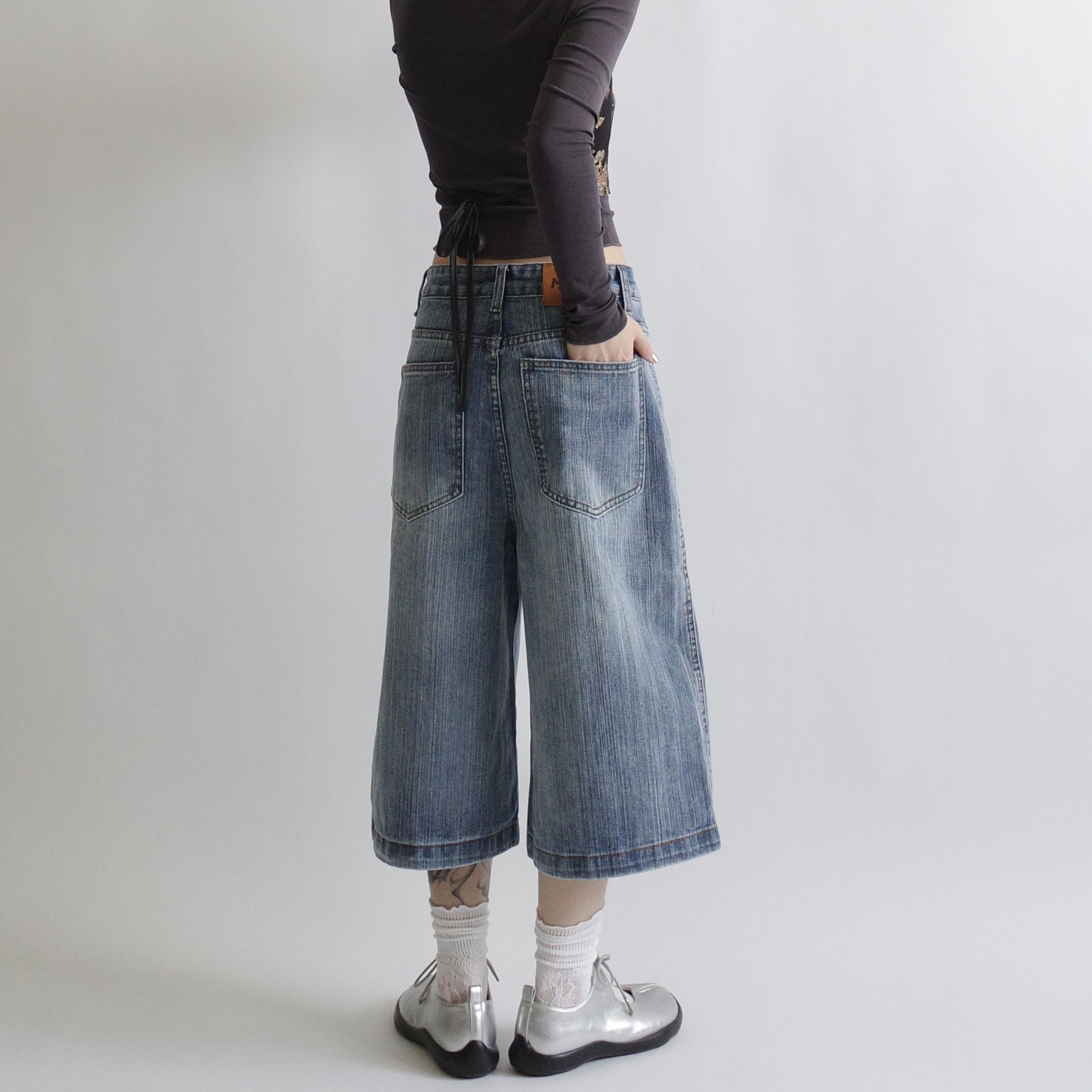 螺旋解構水洗丹寧七分褲🧬0