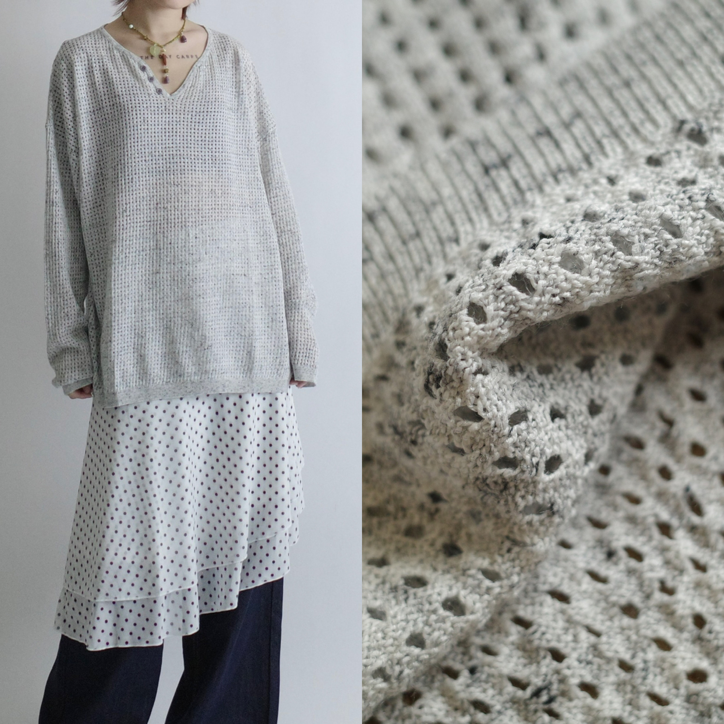 芝麻彩點紗薄長袖00