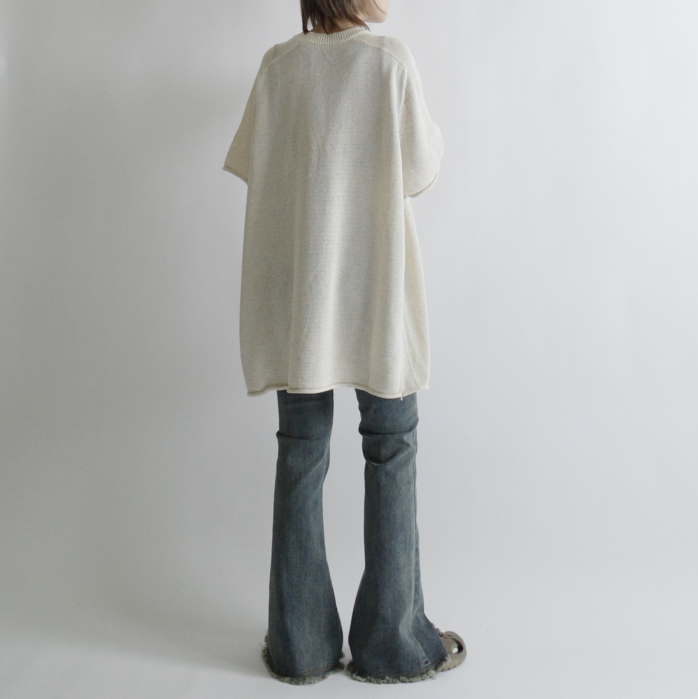 萊賽爾亞麻捲邊短袖0