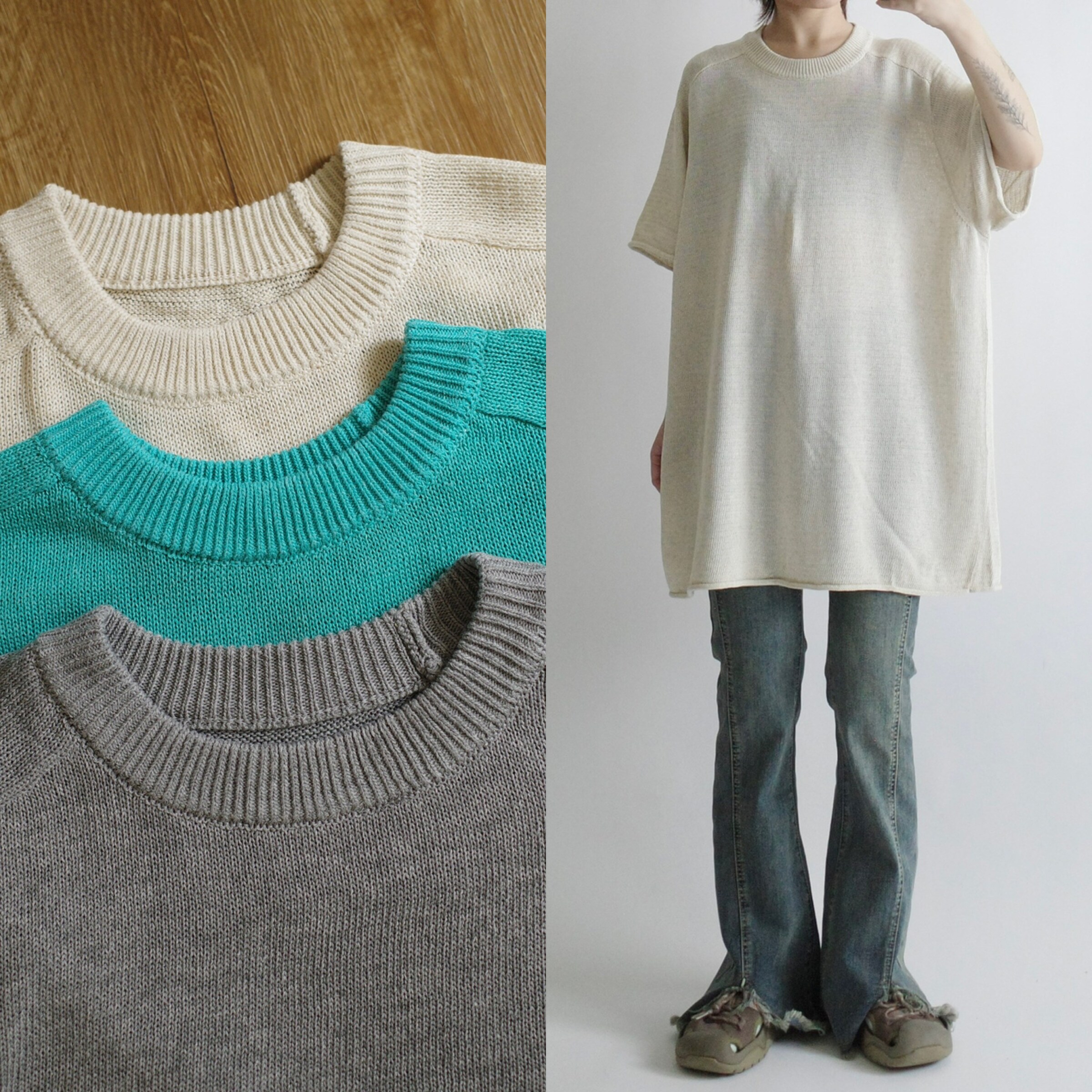 萊賽爾亞麻捲邊短袖