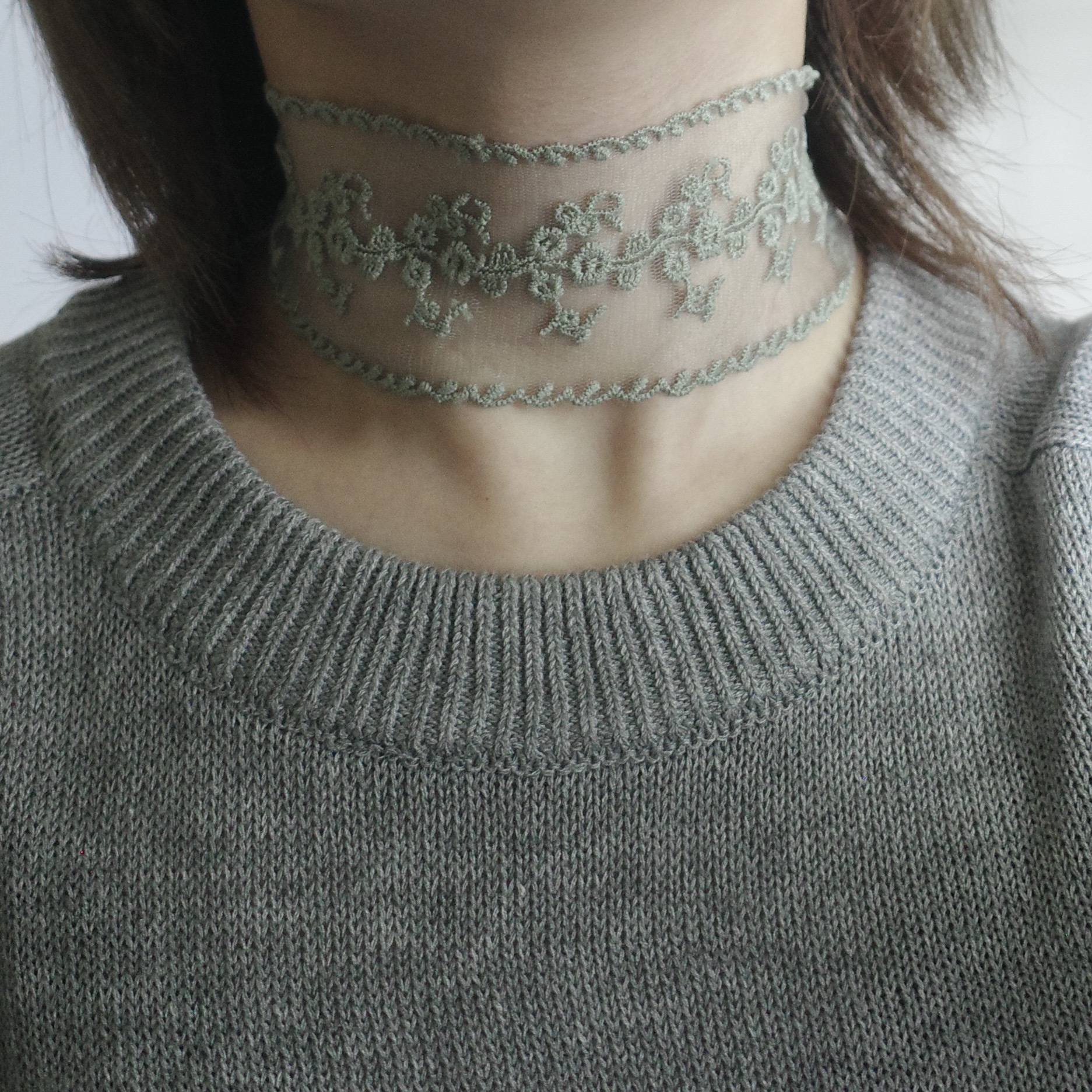 淺藤綠蕾絲飄帶