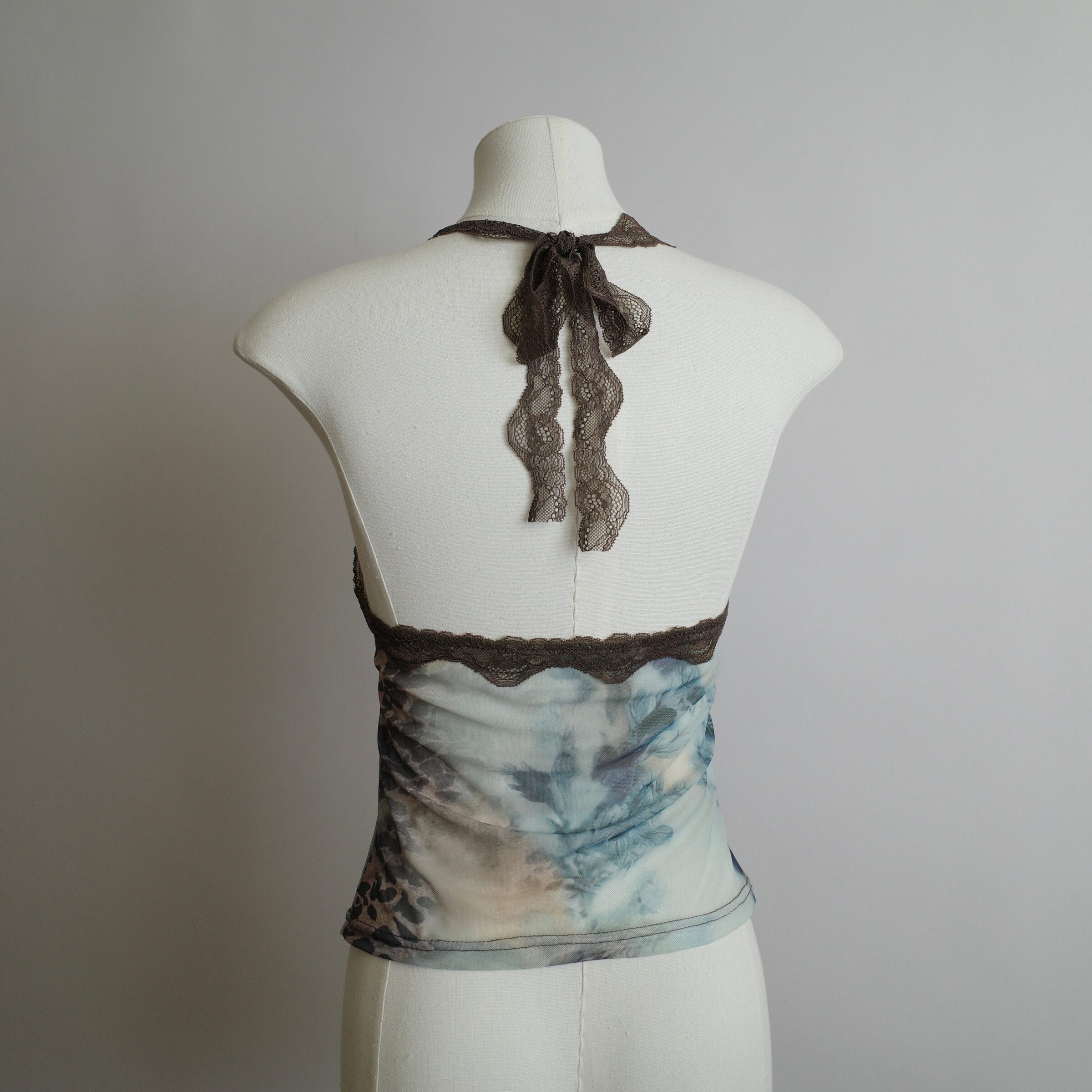 森系豹紋蕾絲掛脖背心5