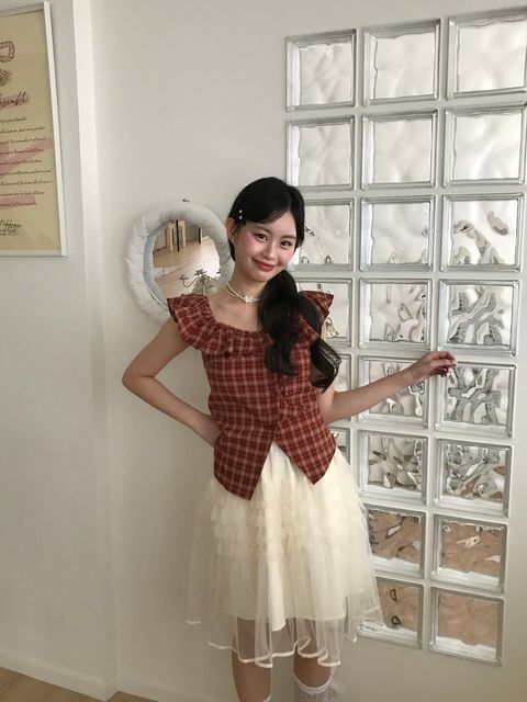 紅色格紋上衣1