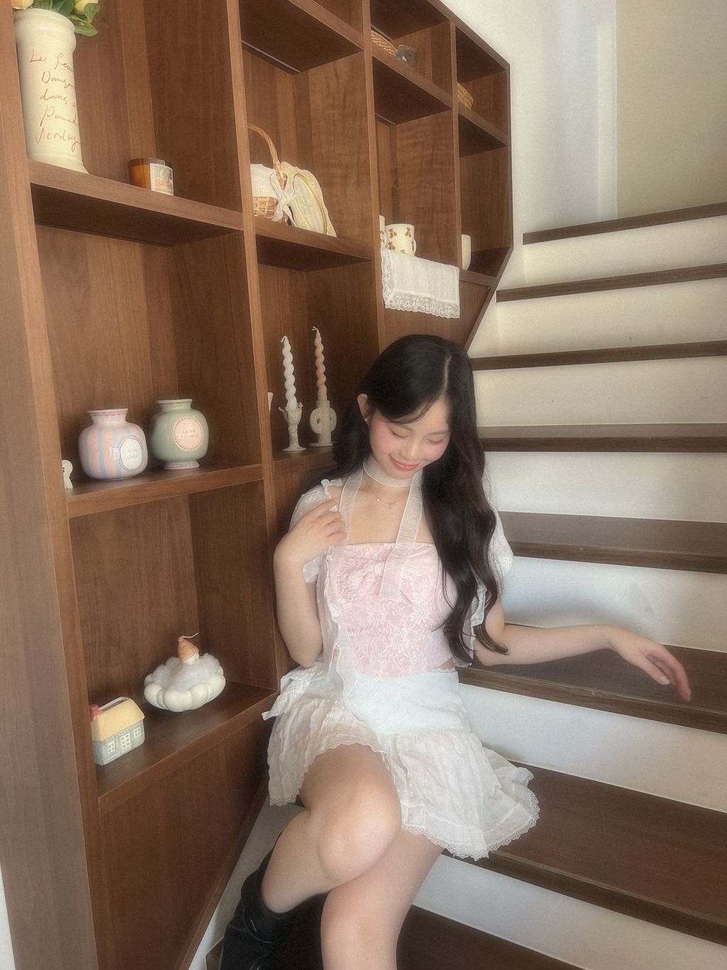 蝴蝶結蕾絲胸墊背心1