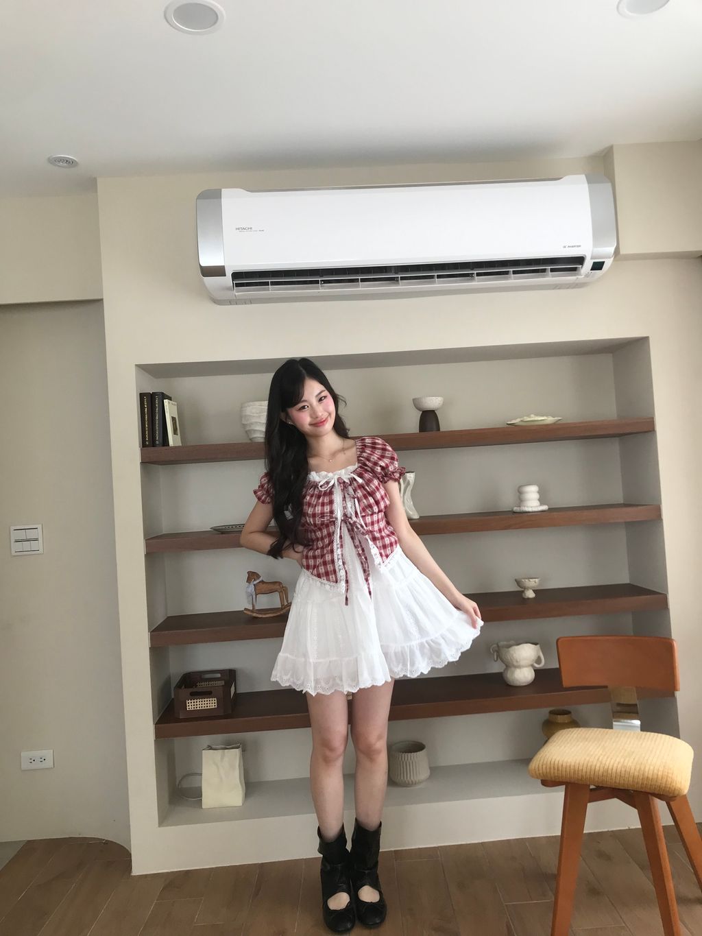 紅色格紋綁帶外罩2