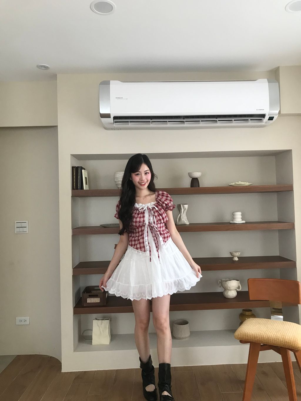 紅色格紋綁帶外罩3