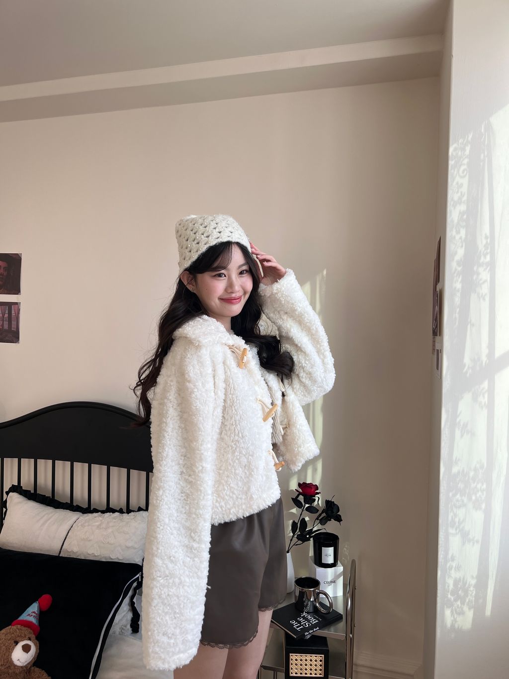 韓國羊羔毛牛角釦外套14