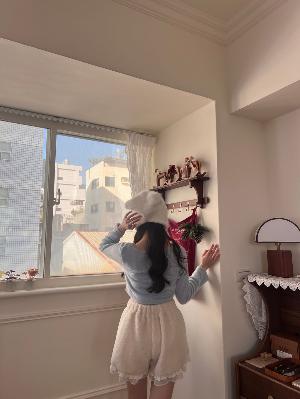 韓國方領毛絨上衣6