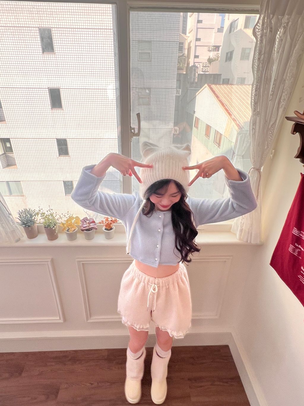 韓國方領毛絨上衣10