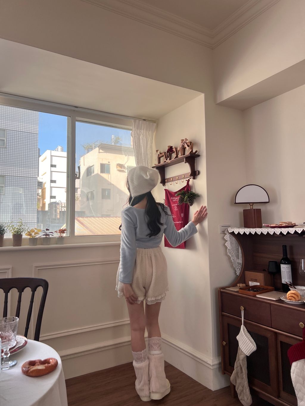 韓國方領毛絨上衣7