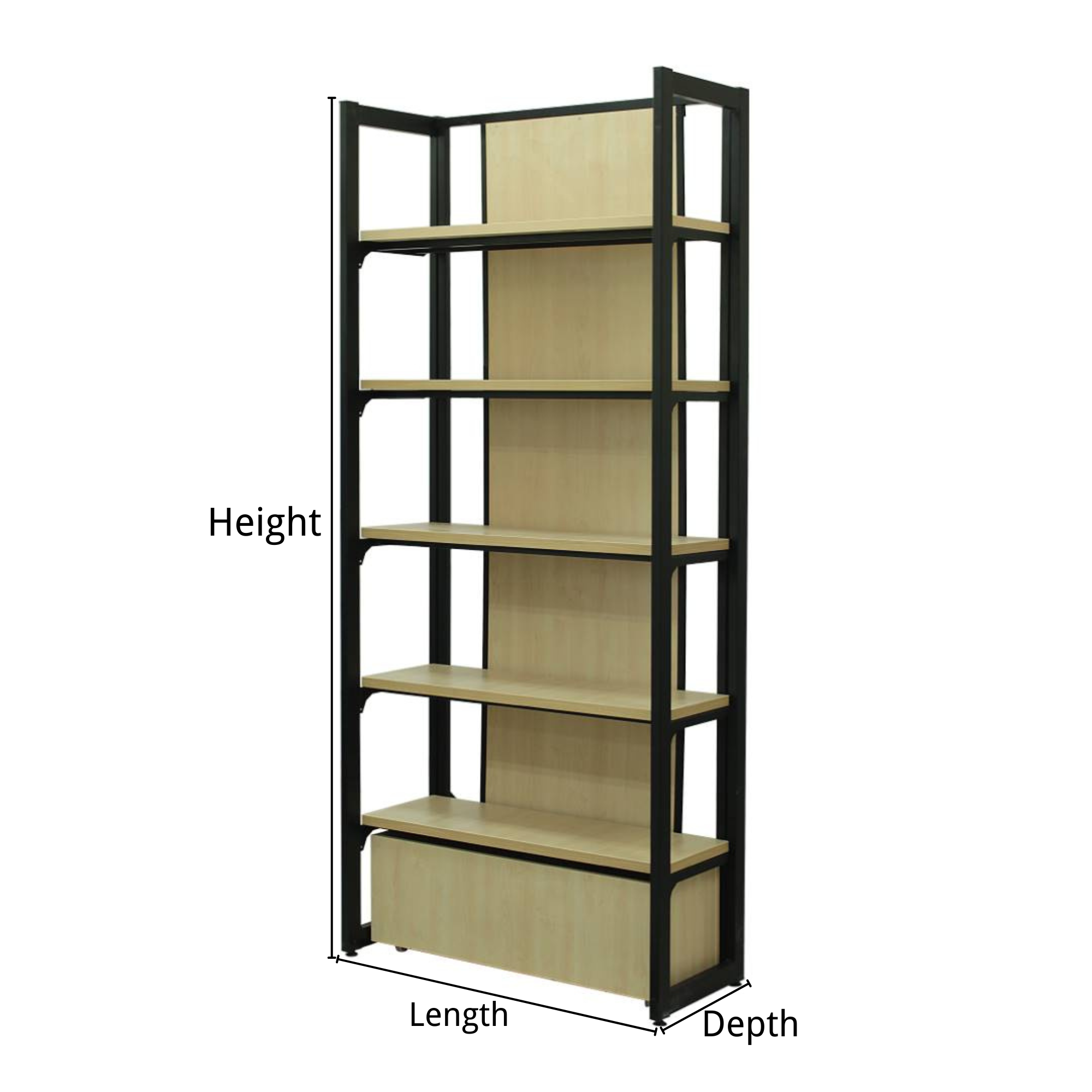 U TYPE 5 LAYER SHELVING+1DRAWER WITH SIZE
