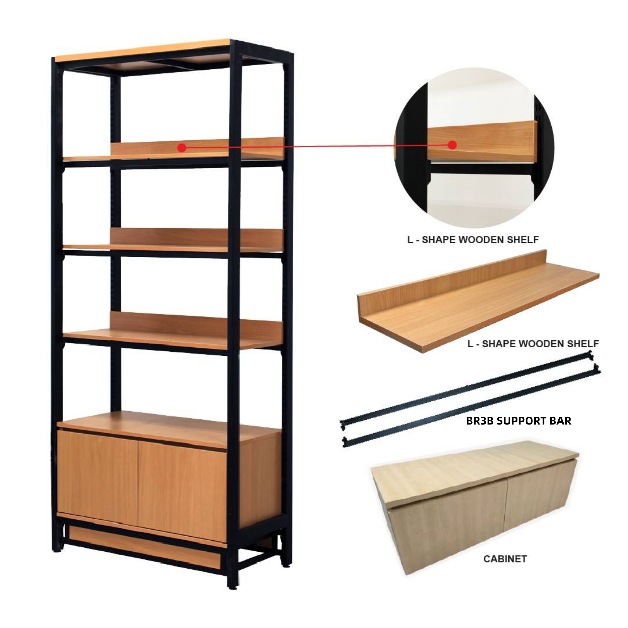 H-TYPE 4 LAYER 3PCS L SHELVING WITH DETAIL