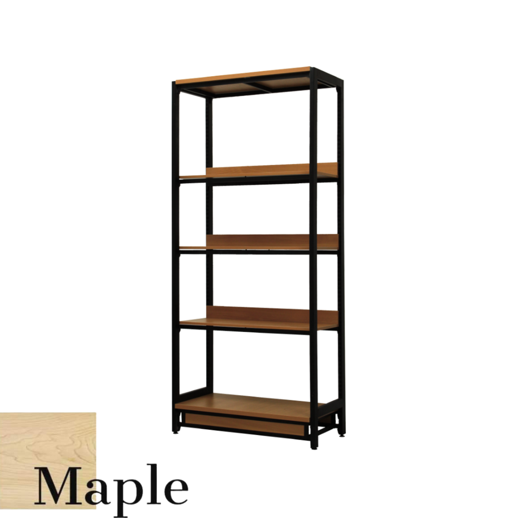 H-TYPE 5 LAYER L SHELVING MAPLE